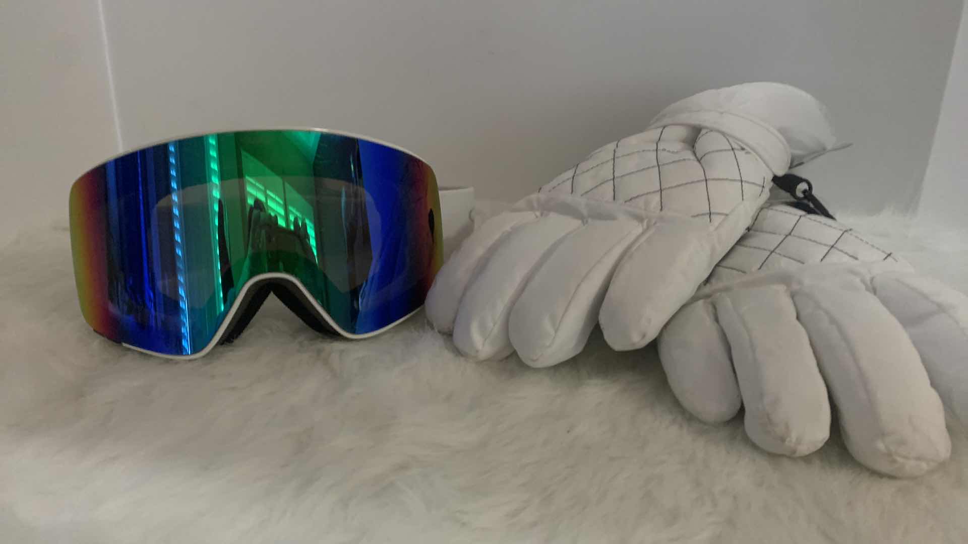 Photo 1 of NEW SNOW GOGGLES AND GLOVES (M-L)