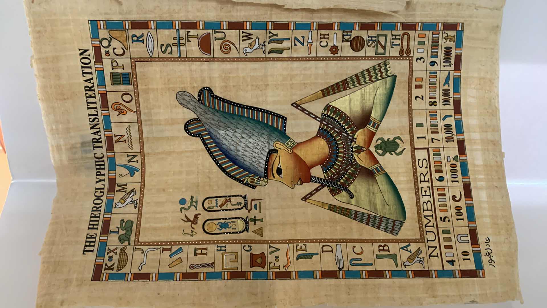 Photo 2 of ARTWORK, 2 HANDPAINTED  SIGNED EGYPTIAN PAPYRUS 16” x 25”