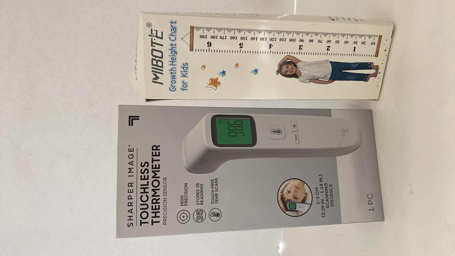 Photo 1 of SHARPER IMAGE TOUCHLESS THERMOMETER $119 AND MIBOTE GROWTH HEIGHT CHART FOR KIDS