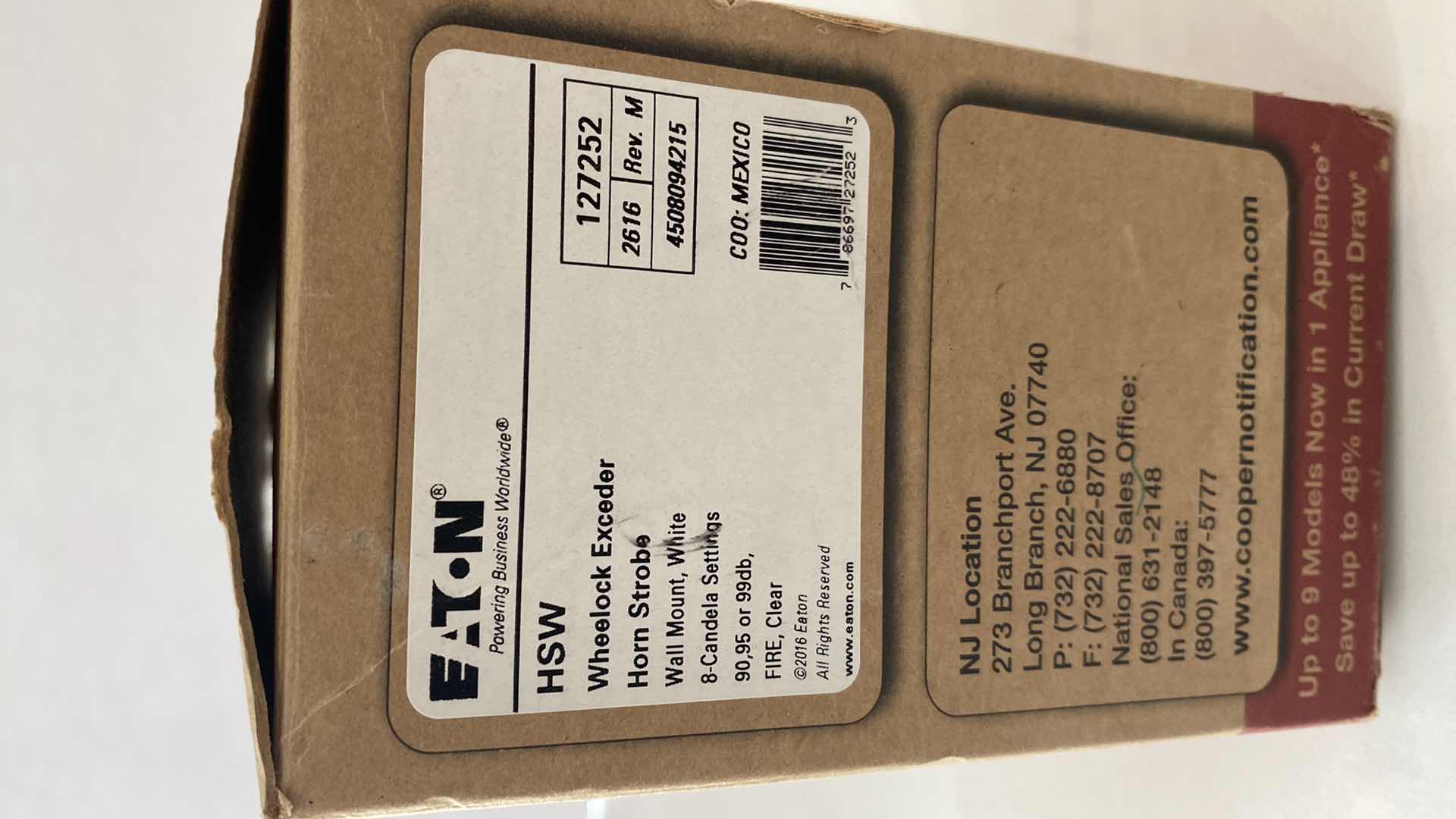 Photo 4 of NEW IN BOX EATIN HSW WHEELOCK EXCEDER WALL MOUNT WHITE HORN STROBE SUG. RETAIL $99.99