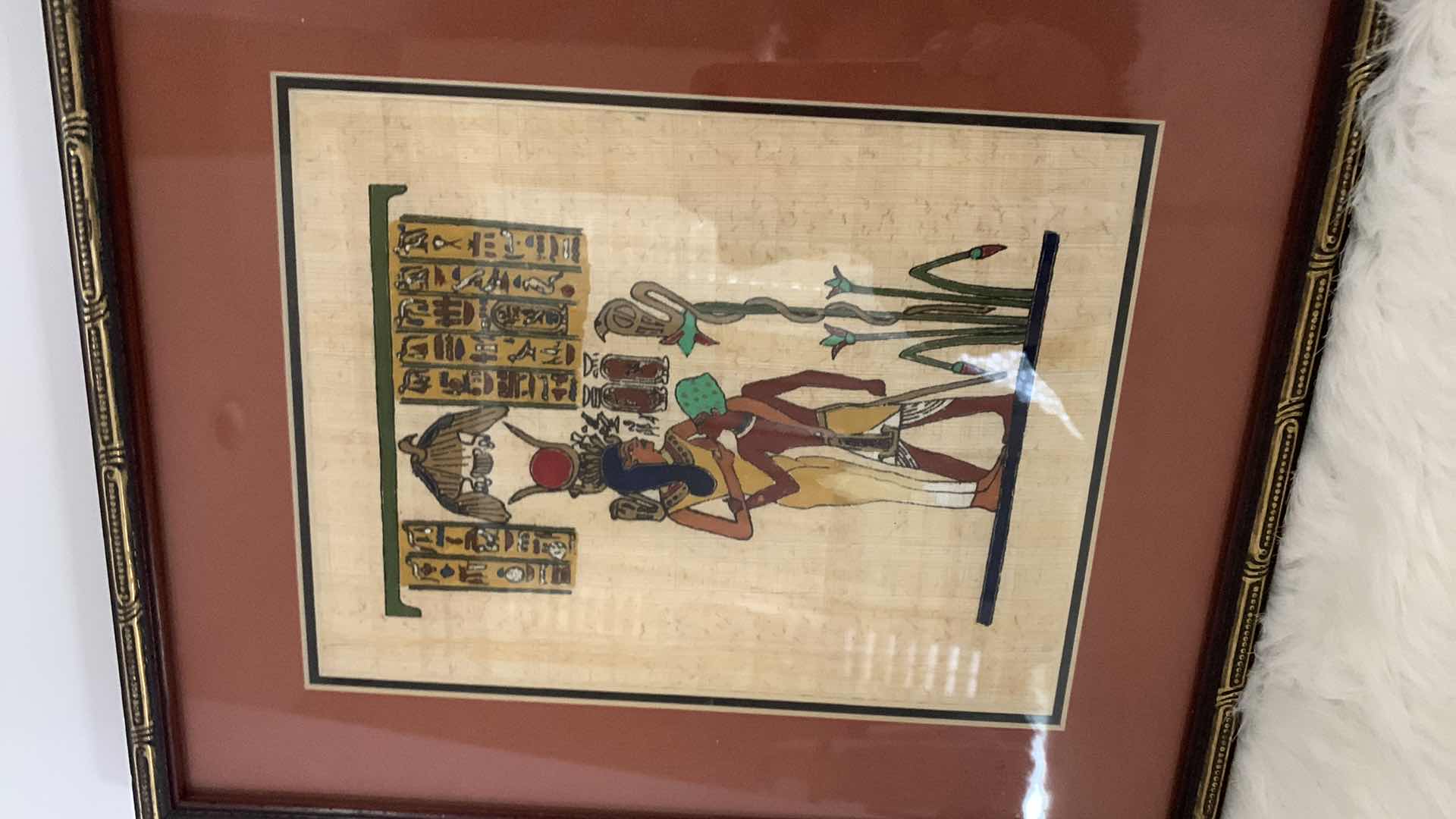 Photo 2 of FRAMED ARTWORK, HAND-PAINTED EGYPTIAN PAPYRUS 10.5” x 13”