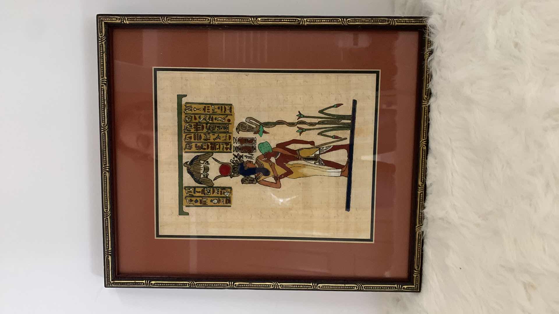 Photo 1 of FRAMED ARTWORK, HAND-PAINTED EGYPTIAN PAPYRUS 10.5” x 13”