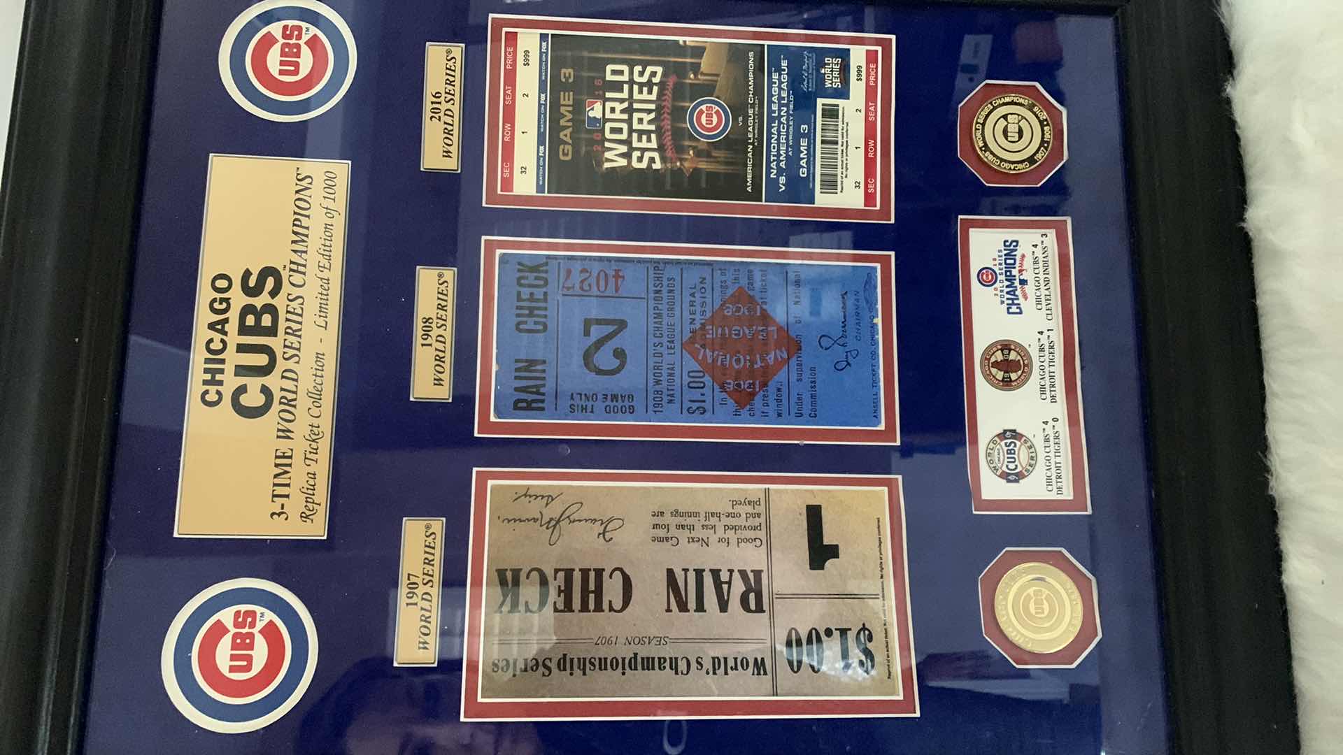 Photo 2 of HIGHLAND MINT LIMITED EDITION NUMBERED, CHICAGO CUBS COLLECTIBLES- 3 TIME WORLD CHAMPIONS COLLECTION 18” x 23”