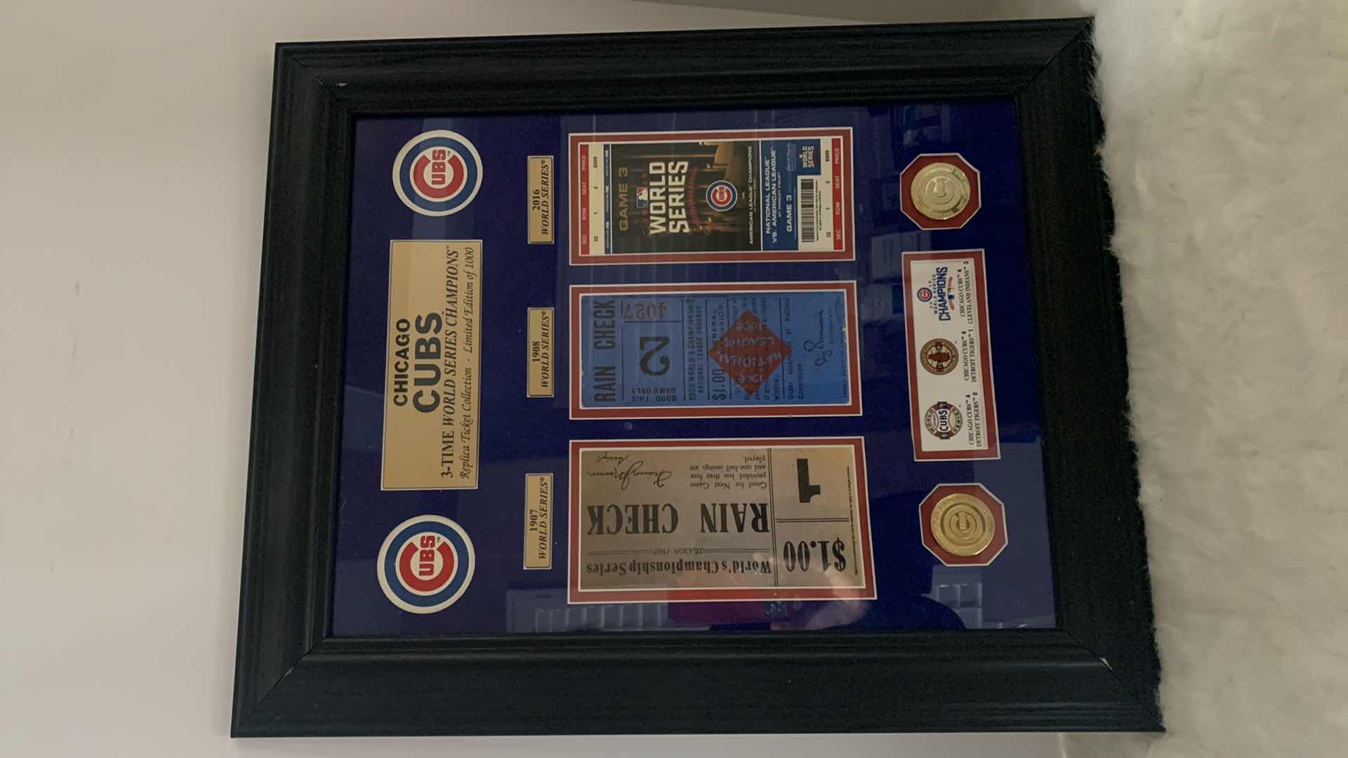 Photo 1 of HIGHLAND MINT LIMITED EDITION NUMBERED, CHICAGO CUBS COLLECTIBLES- 3 TIME WORLD CHAMPIONS COLLECTION 18” x 23”