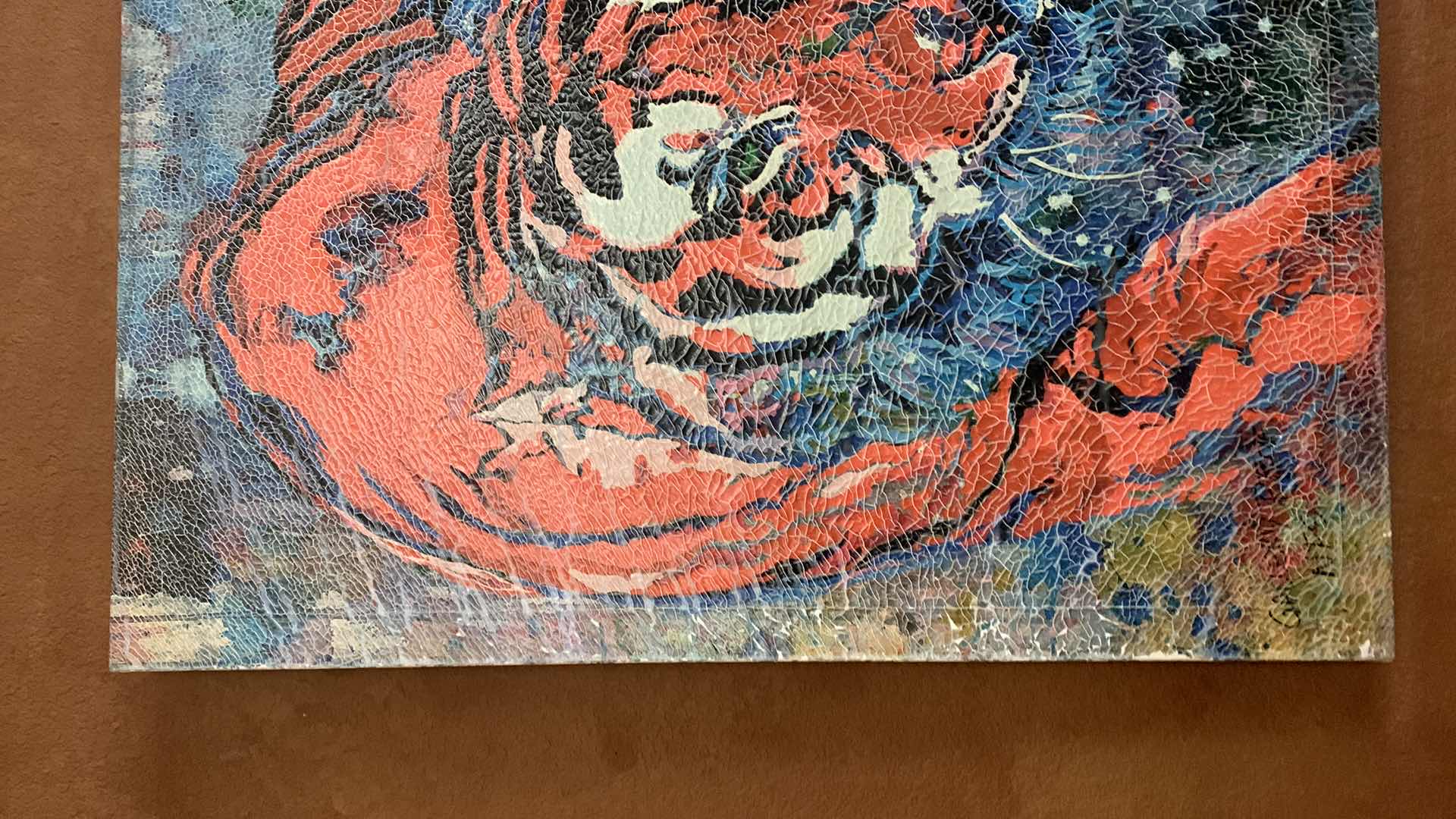 Photo 5 of ARTWORK - WRAPPED CANVAS CRACKLED PAINTED TIGER 28” x 34”