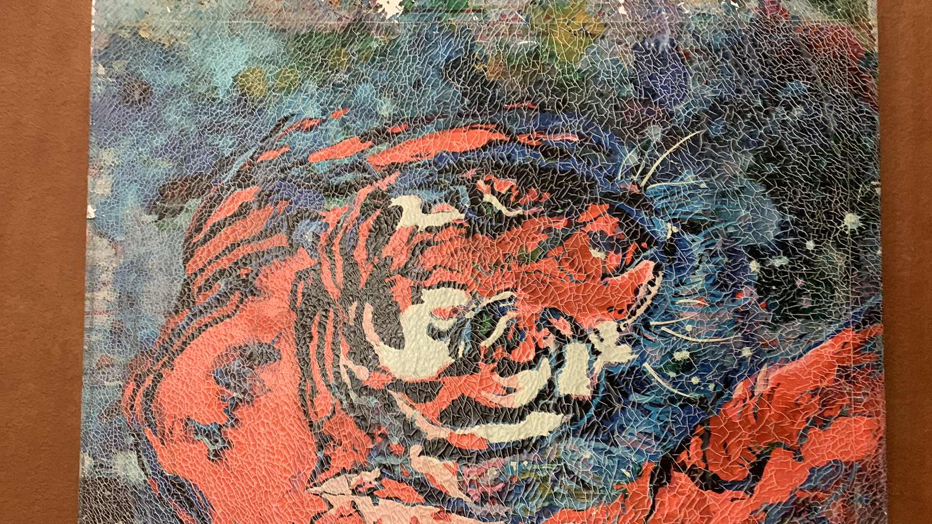 Photo 4 of ARTWORK - WRAPPED CANVAS CRACKLED PAINTED TIGER 28” x 34”