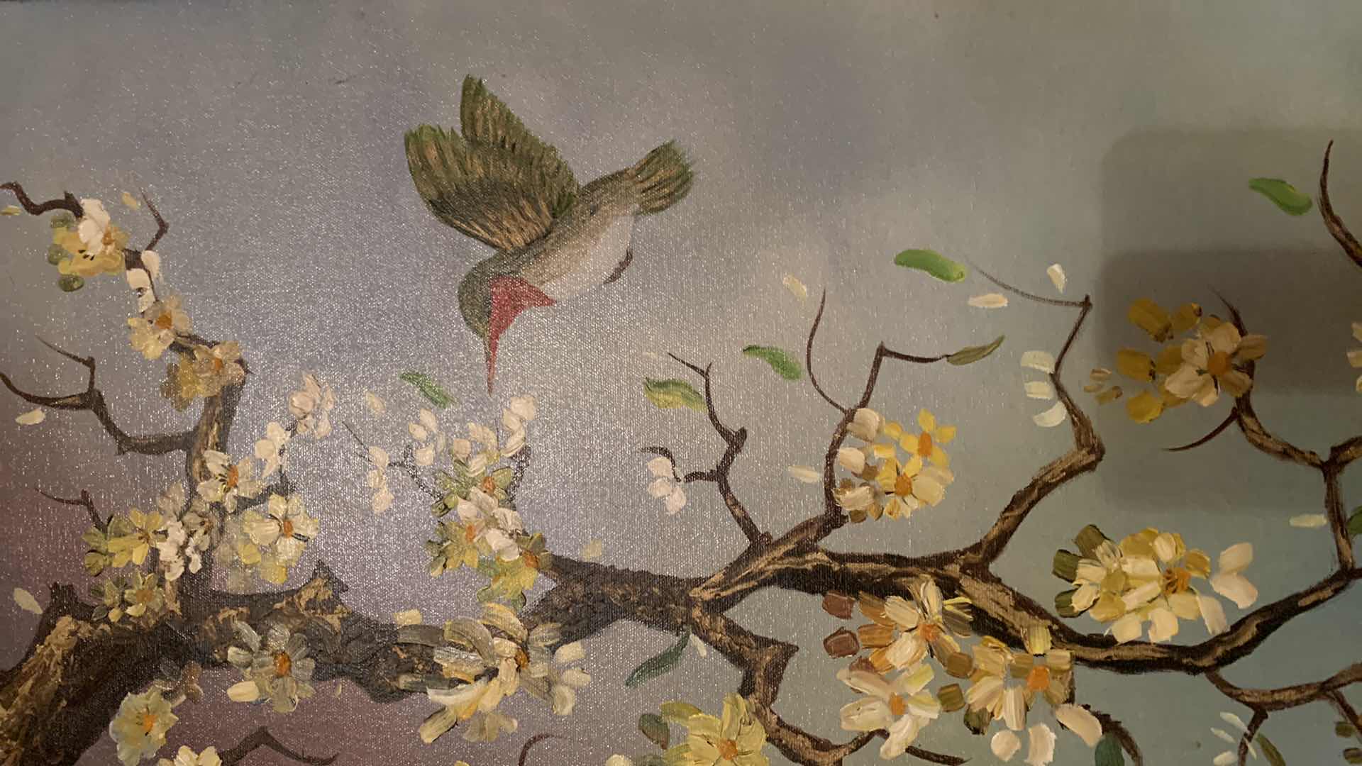Photo 2 of ORIGINAL FRAMED SIGNED ARTWORK HUMMINGBIRD 17” x 31”