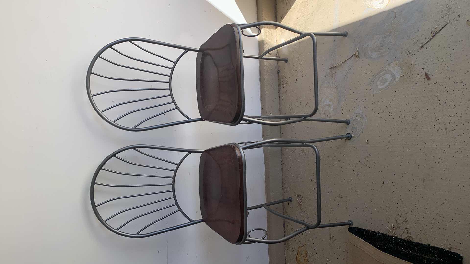 Photo 5 of TWO WOOD AND METAL BARSTOOLS H49”