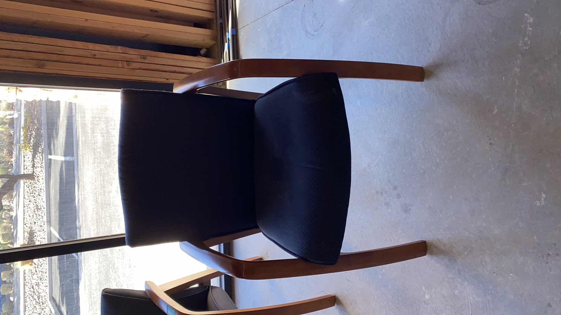 Photo 1 of PAOILI FURNITURE NAVY OFFICE CHAIR  WITH WOOD ARMS