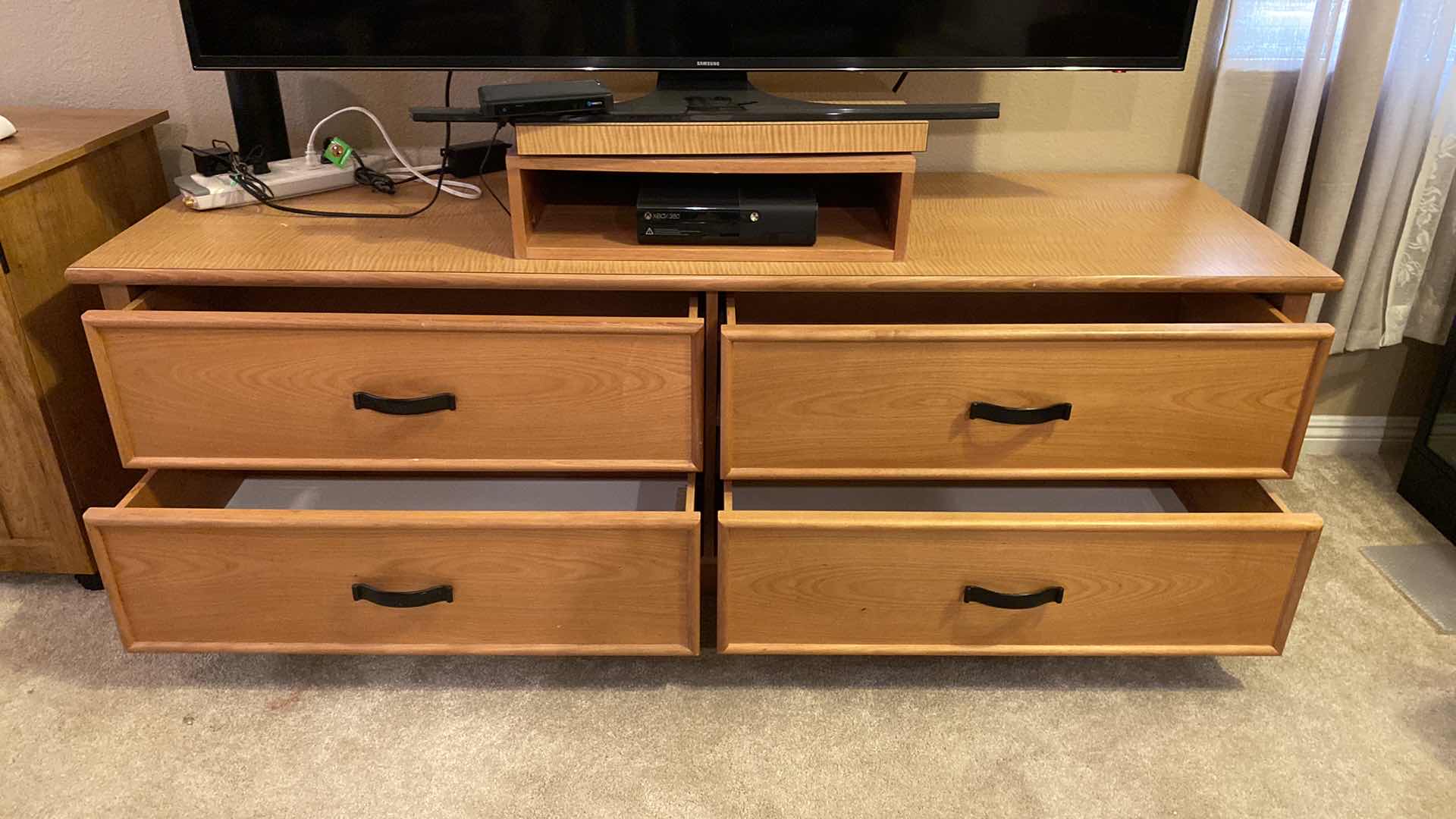 Photo 3 of 4 DRAWER TV STAND WITH SWIVEL TOP AND AND INSERT COMPONENT BOX. ELECTRONICS NOT INCLUDED. 72" X 22" H24"