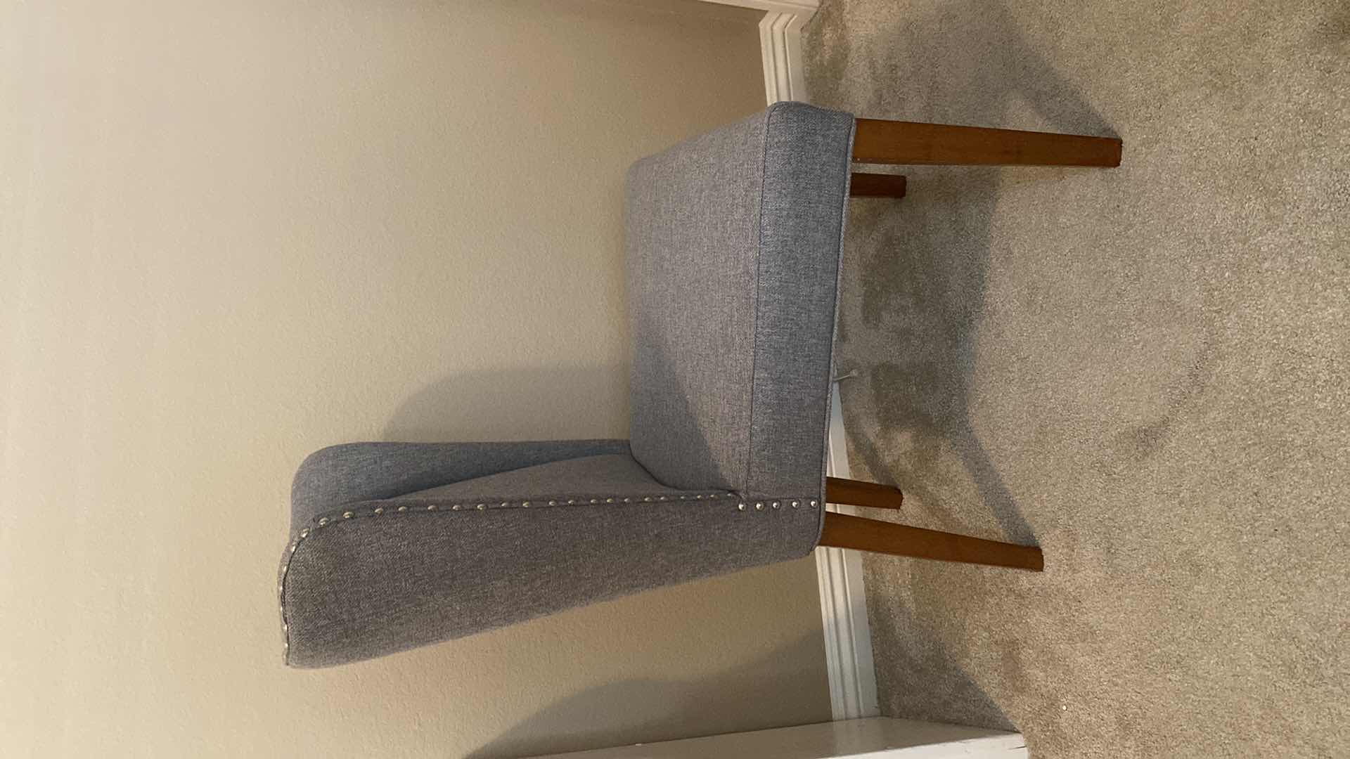 Photo 2 of GRAY OCCASIONAL CHAIR WITH STUD DETAIL