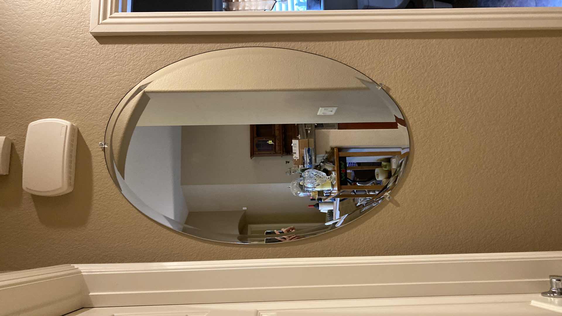 Photo 3 of OVAL BEVELED GLASS WALL MIRROR 24"X H36"
