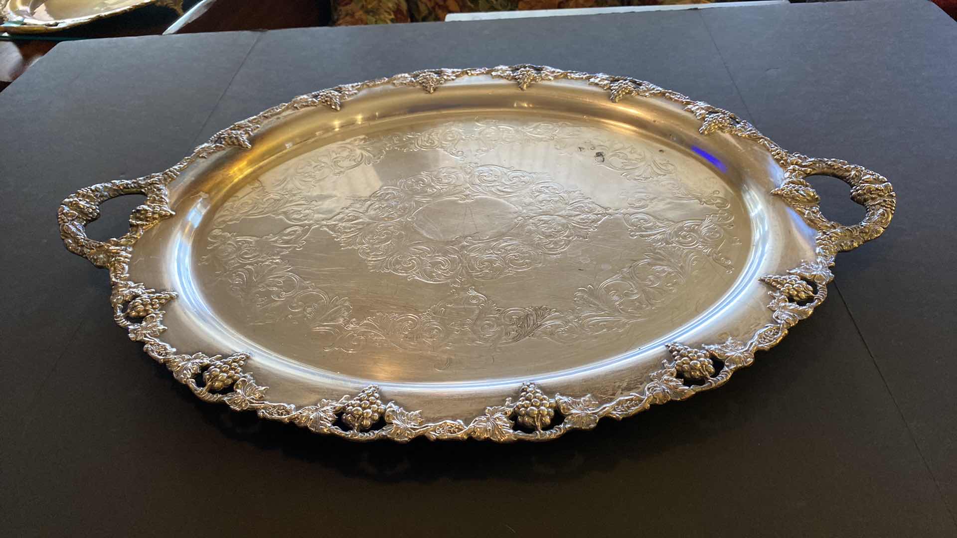 Photo 2 of LARGE VINTAGE SILVERPLATE TRAY 28” X 19”