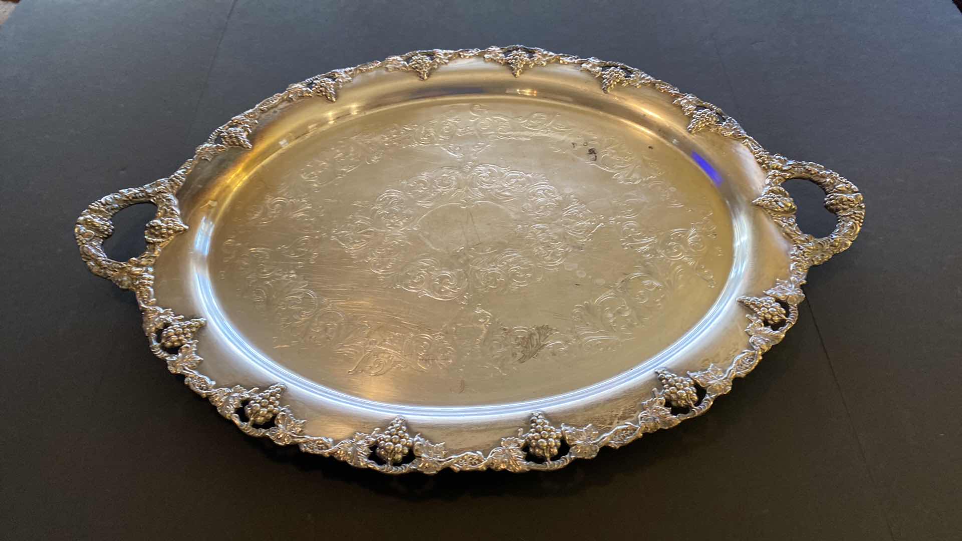 Photo 1 of LARGE VINTAGE SILVERPLATE TRAY 28” X 19”