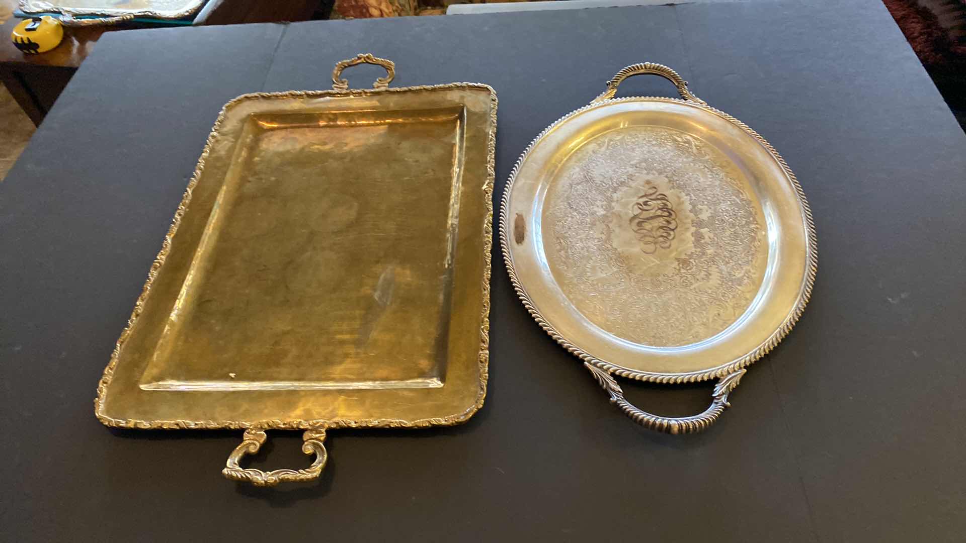 Photo 1 of 2 VINTAGE SILVERPLATE TRAYS LARGEST 25 X 15