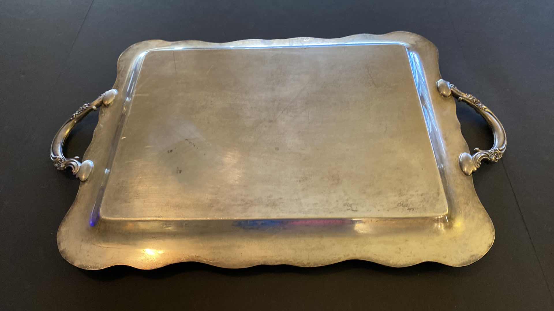 Photo 2 of VINTAGE WM ROGERS SILVERPLATE TRAY 23” X 14”