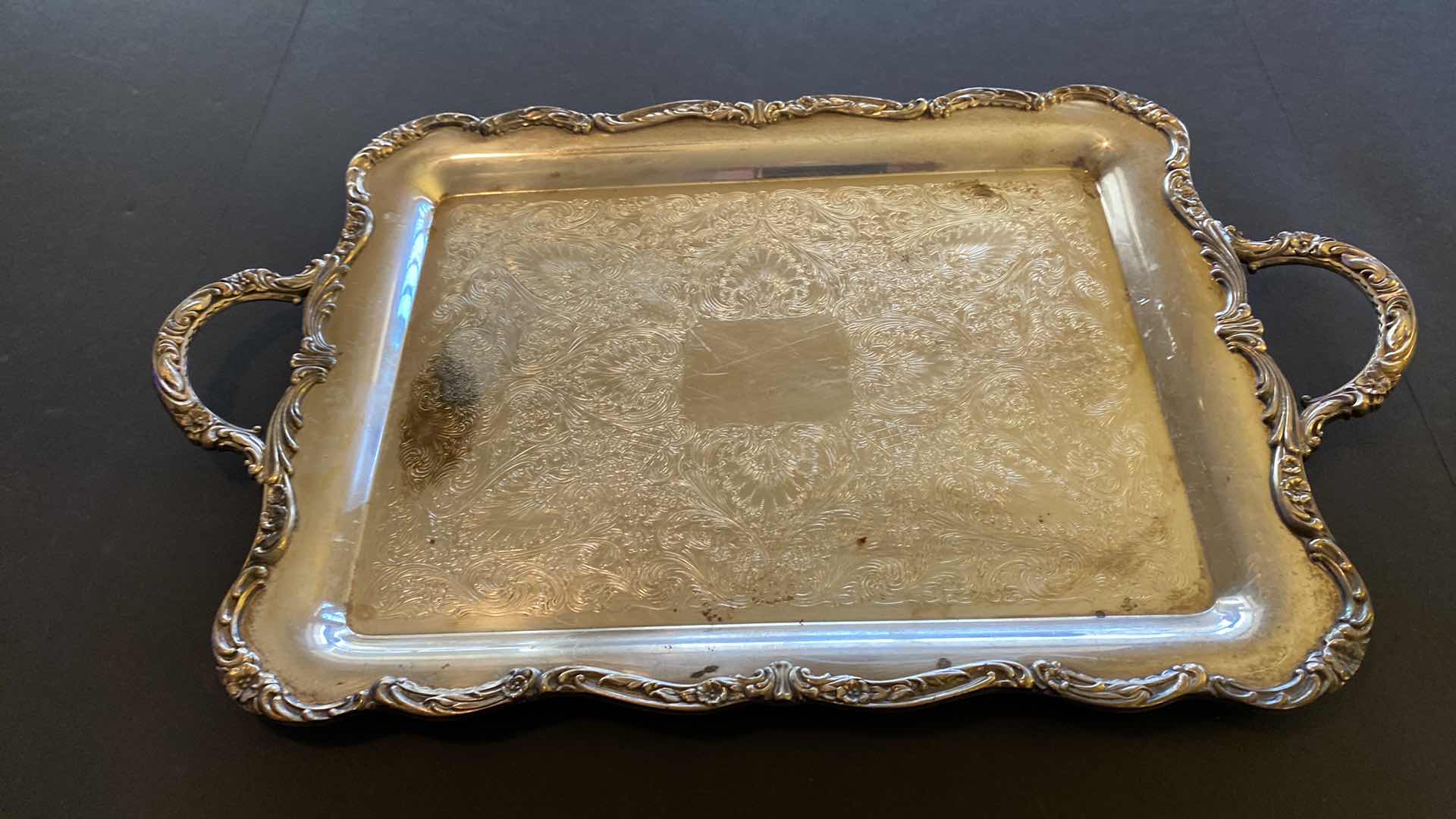 Photo 1 of VINTAGE WM ROGERS SILVERPLATE TRAY 23” X 14”