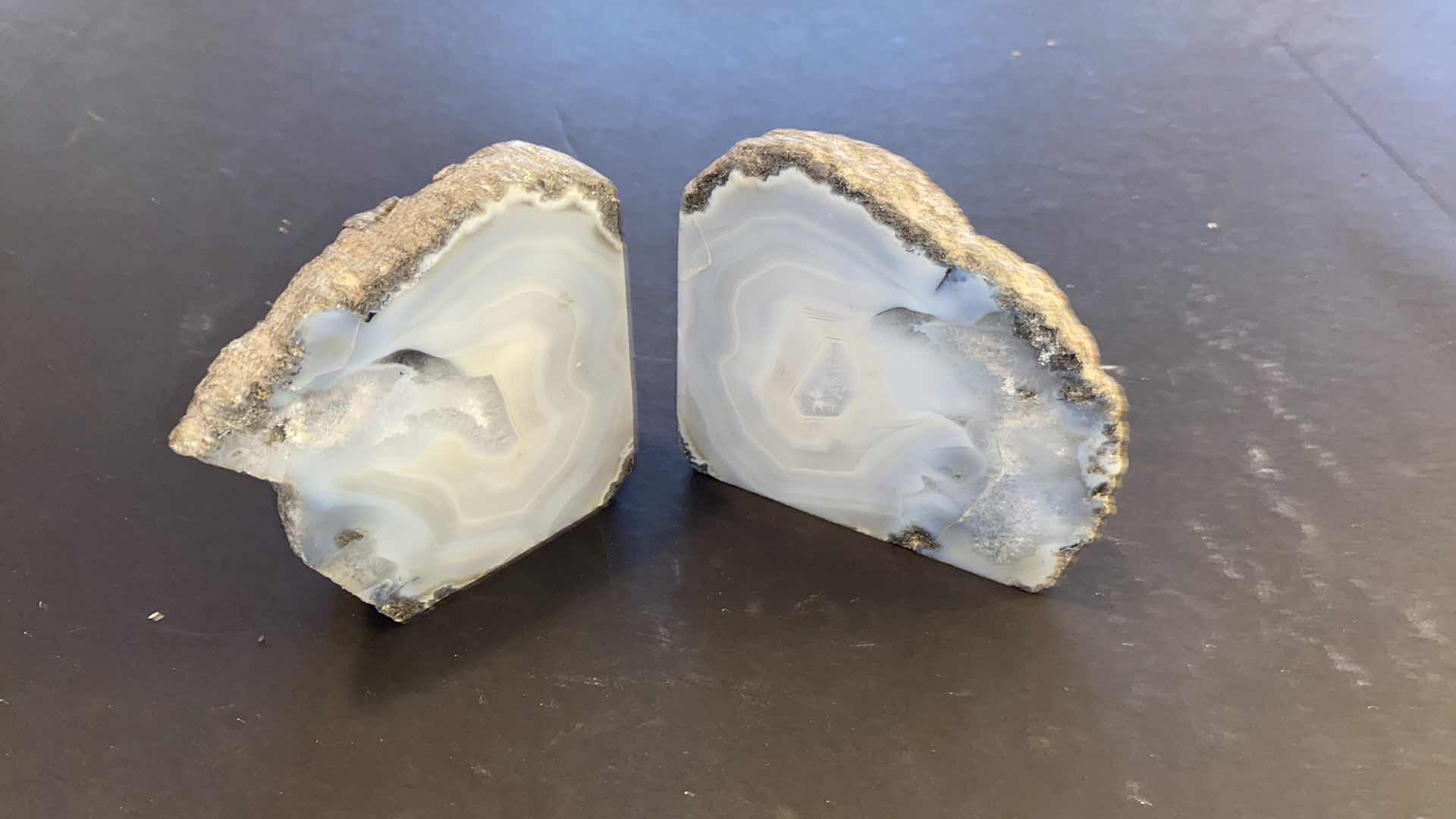 Photo 1 of PAIR OF GEODE BOOK ENDS 4.5 X 4.5