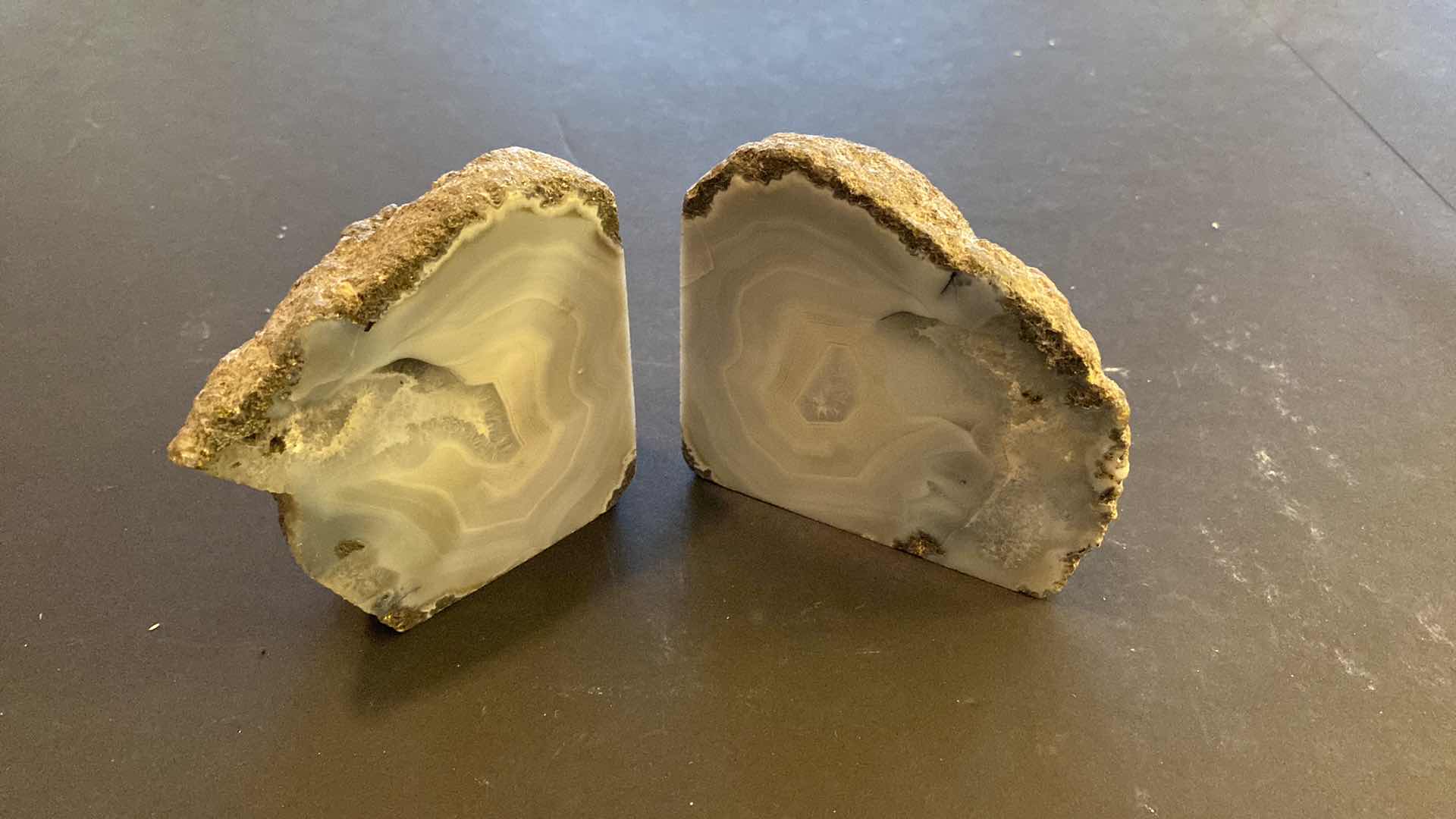 Photo 2 of PAIR OF GEODE BOOK ENDS 4.5 X 4.5