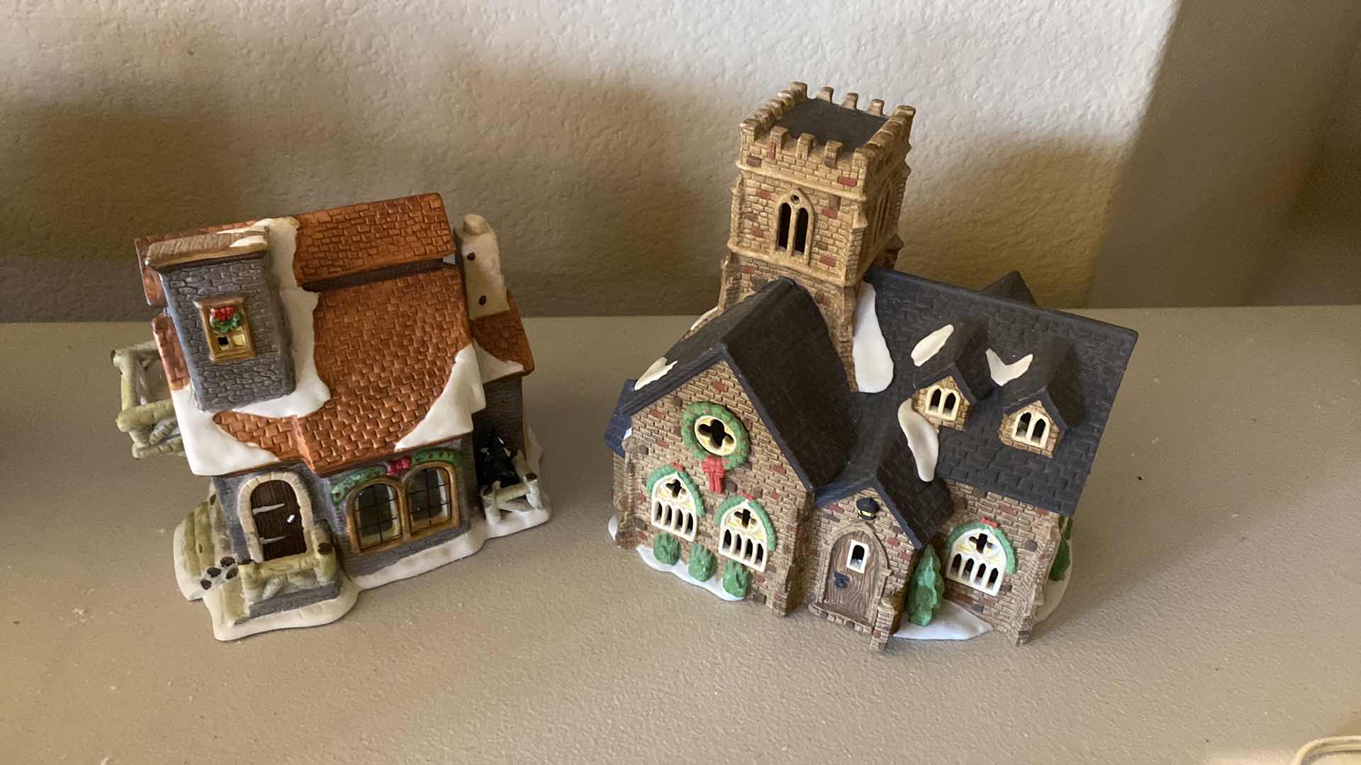 Photo 1 of 1989 DEPT 56 DICKENS VILLAGE KNOTTINGHILL CHURCH AND LR BRAND VILLAGE HOUSE (INCLUDES CORDS)