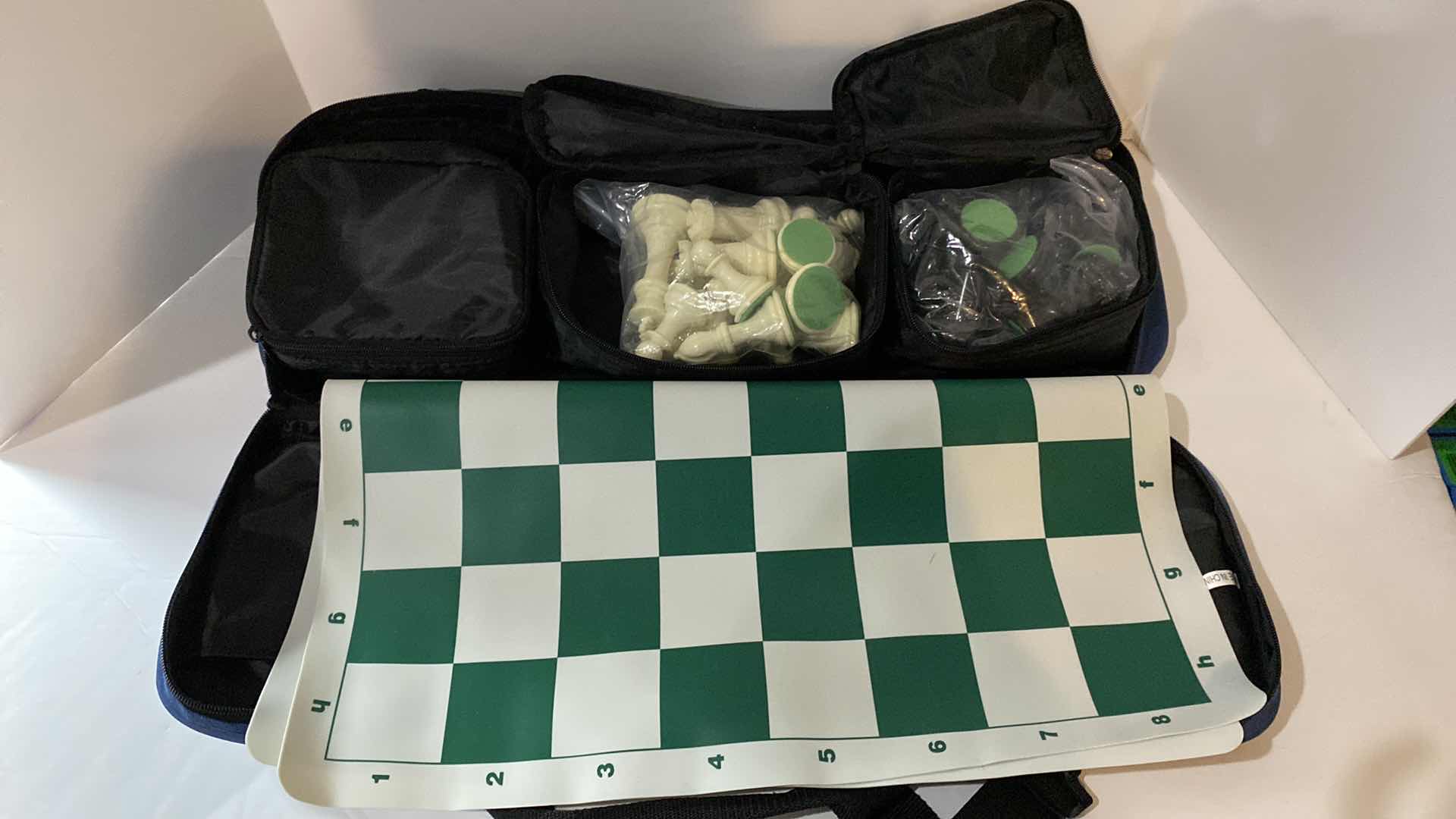 Photo 1 of 20” VINYL ROLL UP CHESS SET WITH BAG