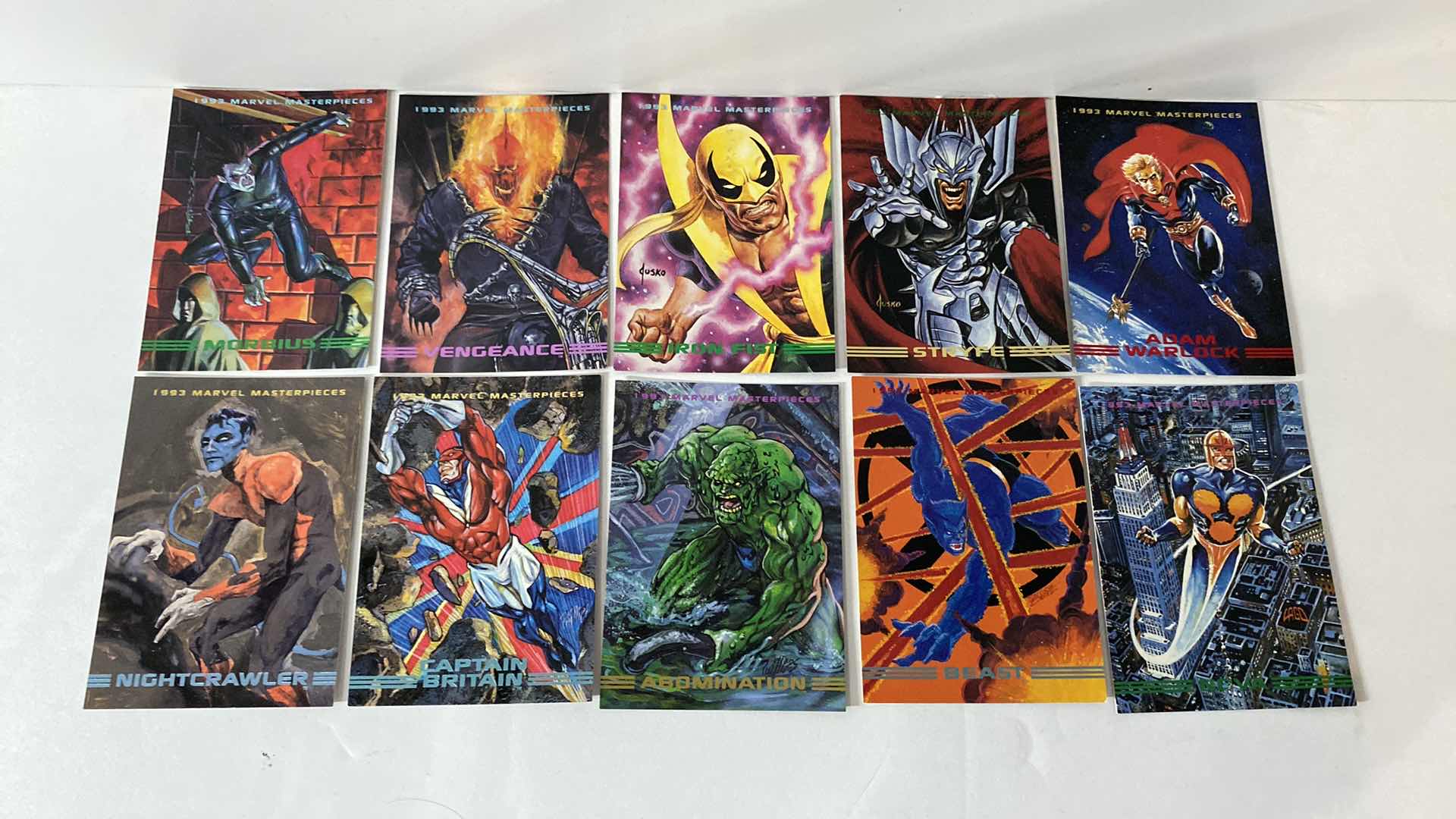 Photo 1 of COLLECTIBLE 1993 MARVEL MASTERPIECES TRADING CARDS -10 CARDS