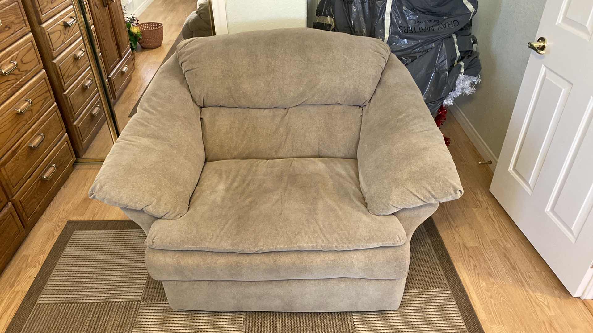 Photo 1 of KHAKI UPHOLSTERY CHAIR AND A HALF WIDTH 55”