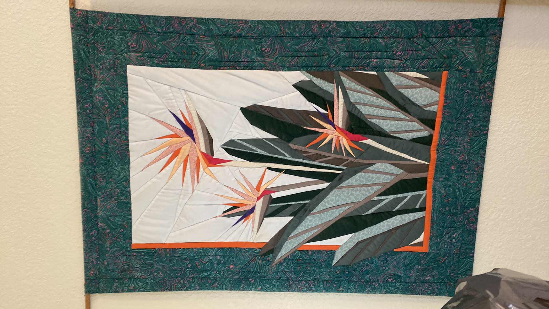 Photo 4 of 2 QUILTS ON WALL 40” SQUARE AND BIRD OF PARADISE 25” X 37” AND ALOHA STYLE QUILT 25” X 31”