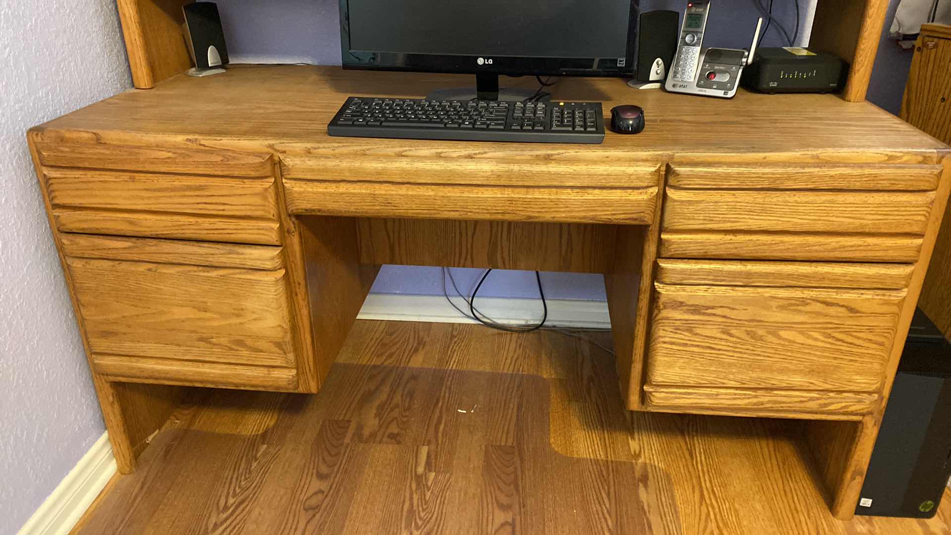 Photo 2 of OAK DESK 59” X 25.5” H29” AND HUTCH 58” X 12” H36”