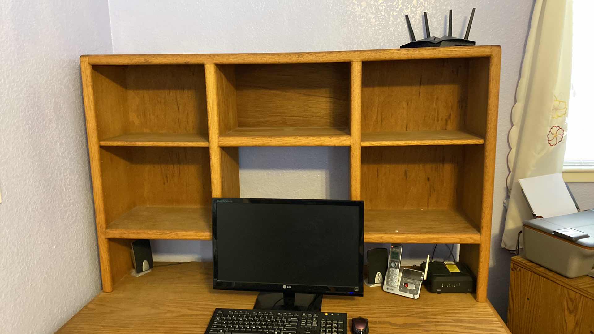 Photo 3 of OAK DESK 59” X 25.5” H29” AND HUTCH 58” X 12” H36”