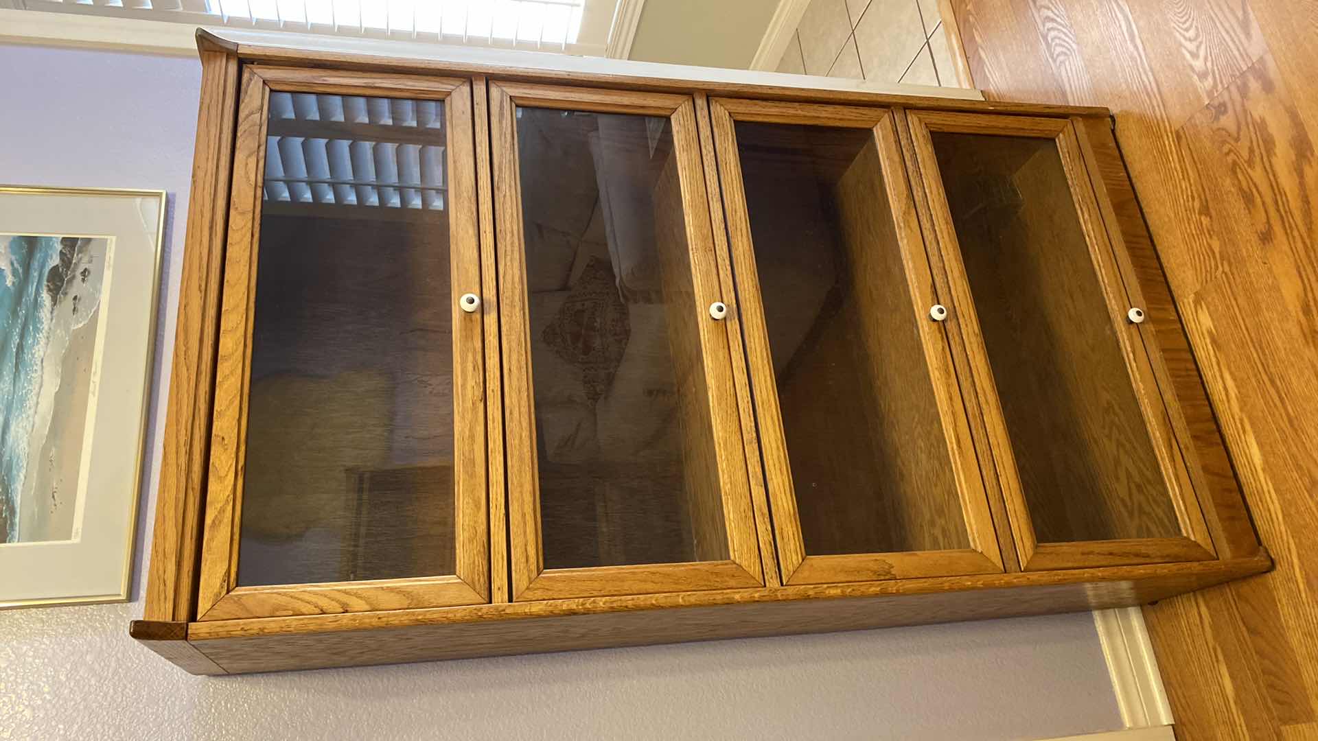 Photo 4 of 4 GLASS DOORS AND OAK BOOK LIBRARY UNIT 32” X 12” H60”