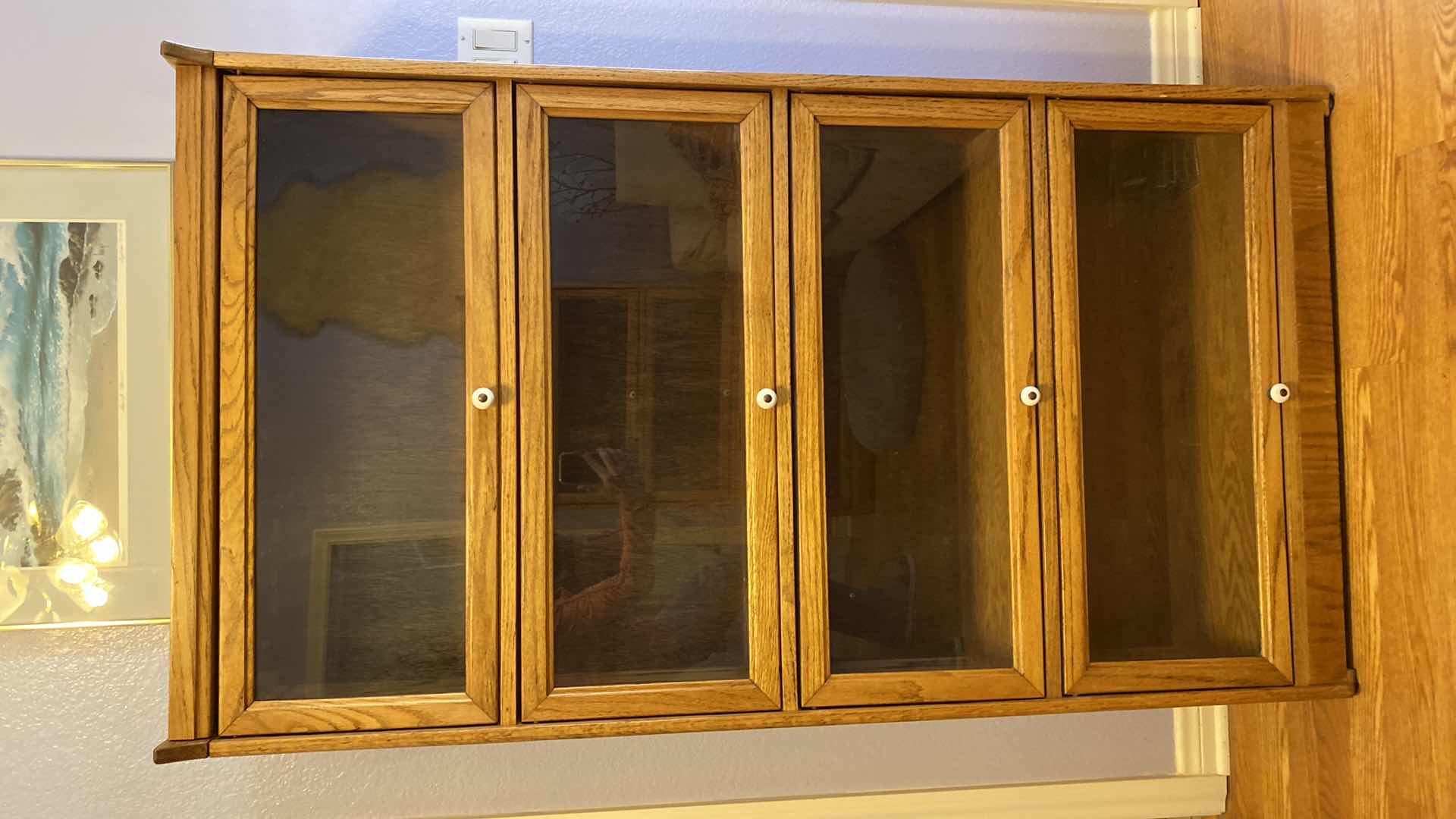 Photo 1 of 4 GLASS DOORS AND OAK BOOK LIBRARY UNIT 32” X 12” H60”