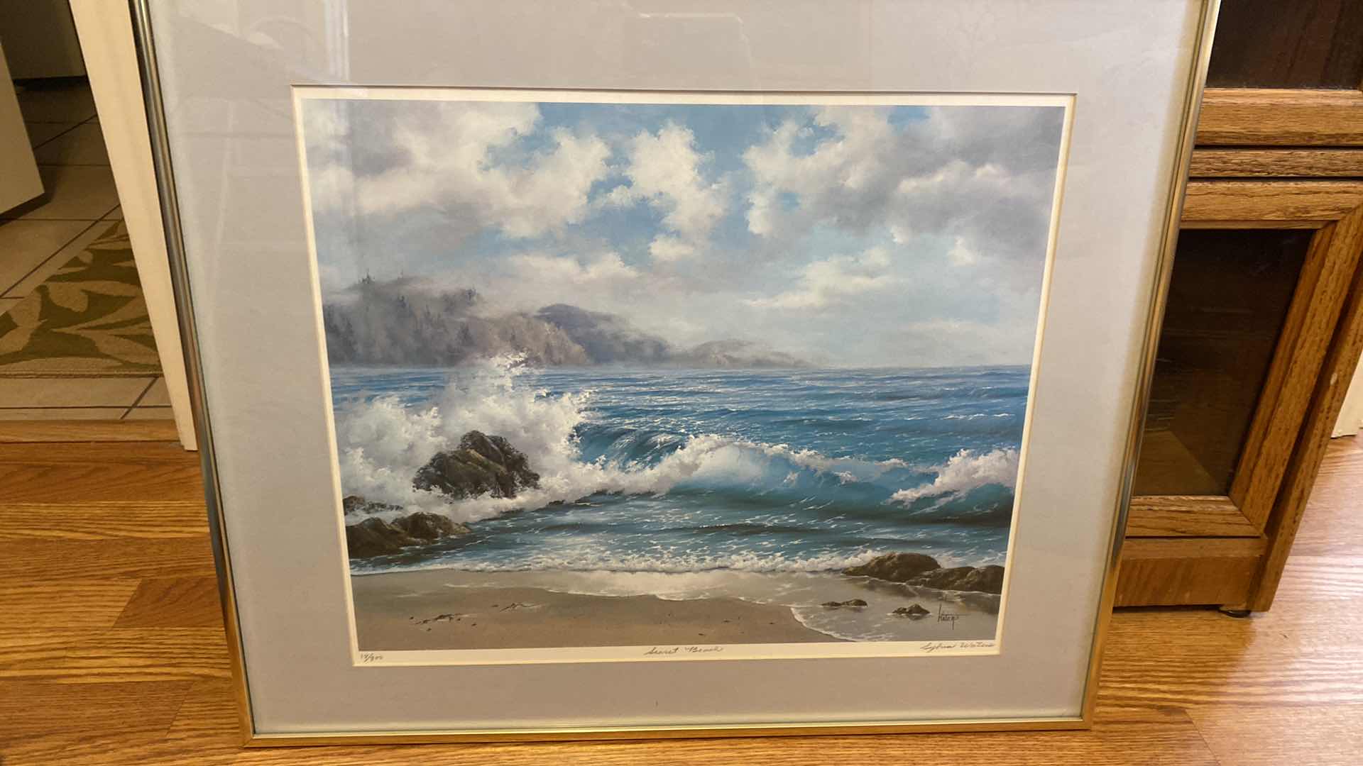 Photo 1 of FRAMED SECRET BEACH LITHOGRAPH 18/300 SIGNED SYLVIA WATERS WITH COA 26” X 22”