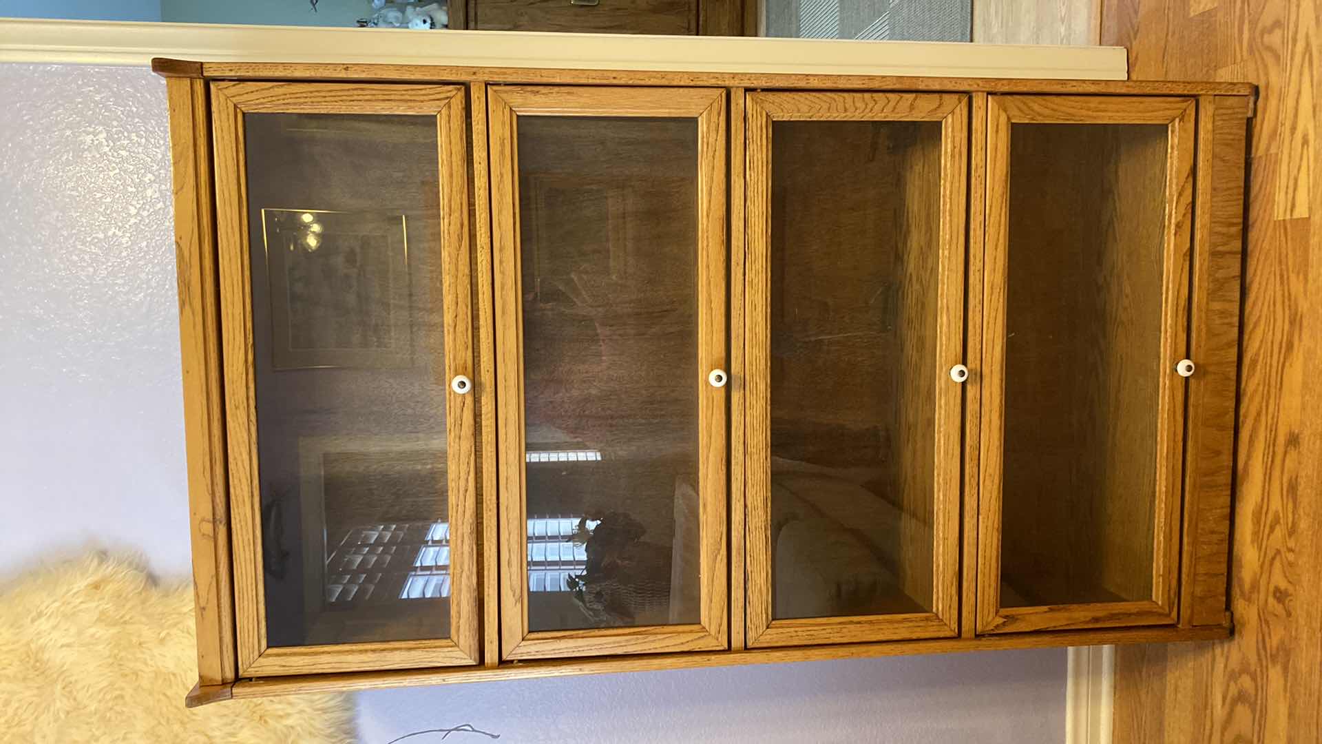 Photo 1 of 4 GLASS DOORS AND OAK BOOK LIBRARY UNIT 32” X 12” H60”