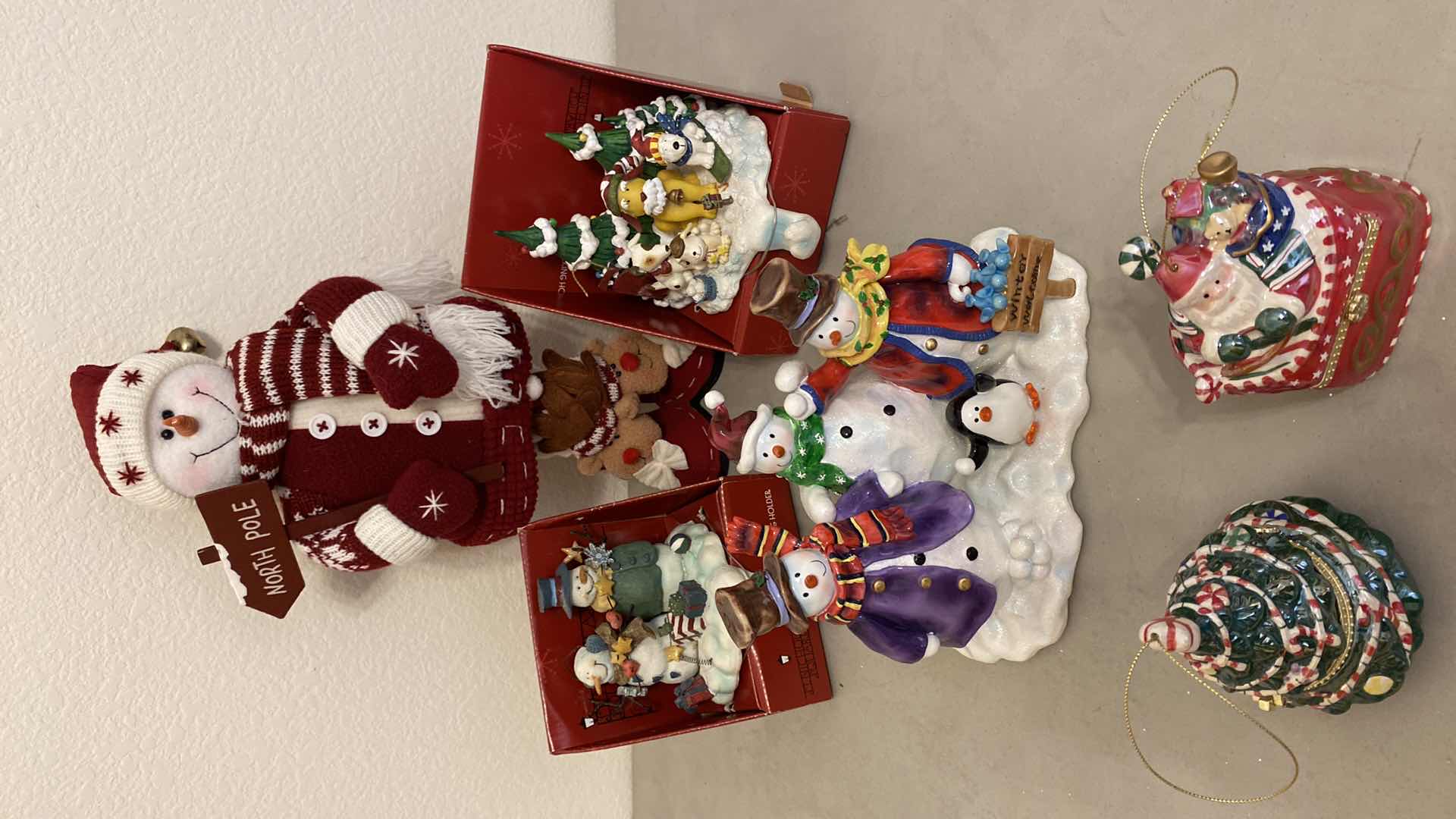 Photo 1 of 6 - CHRISTMAS DECOR STOCKING HOLDERS SANTA ORNAMENTS TALLEST 16”