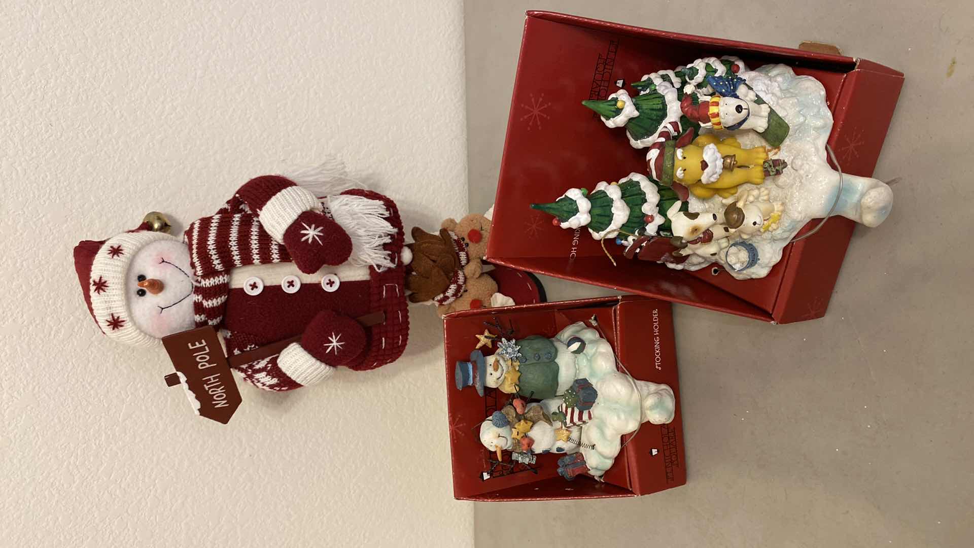 Photo 2 of 6 - CHRISTMAS DECOR STOCKING HOLDERS SANTA ORNAMENTS TALLEST 16”