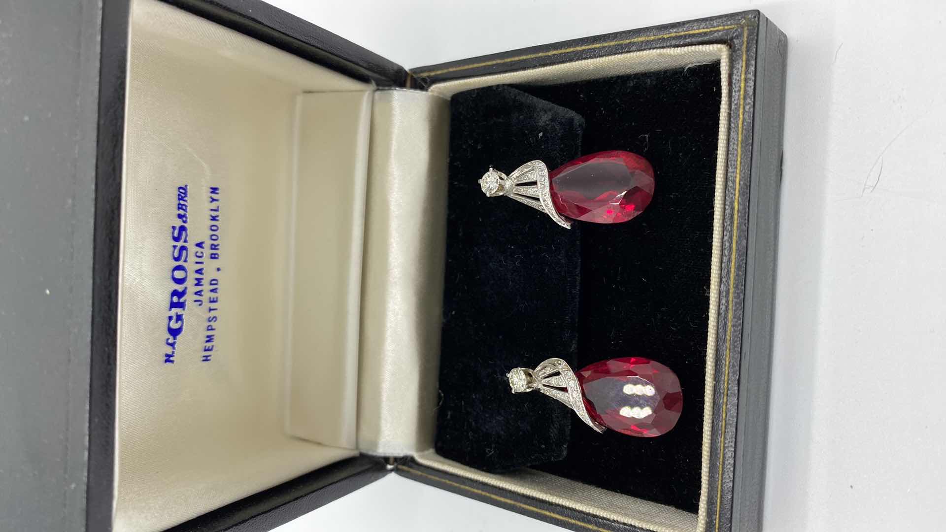 Photo 4 of SIMULATED RUBY AND DIAMOND EARRINGS