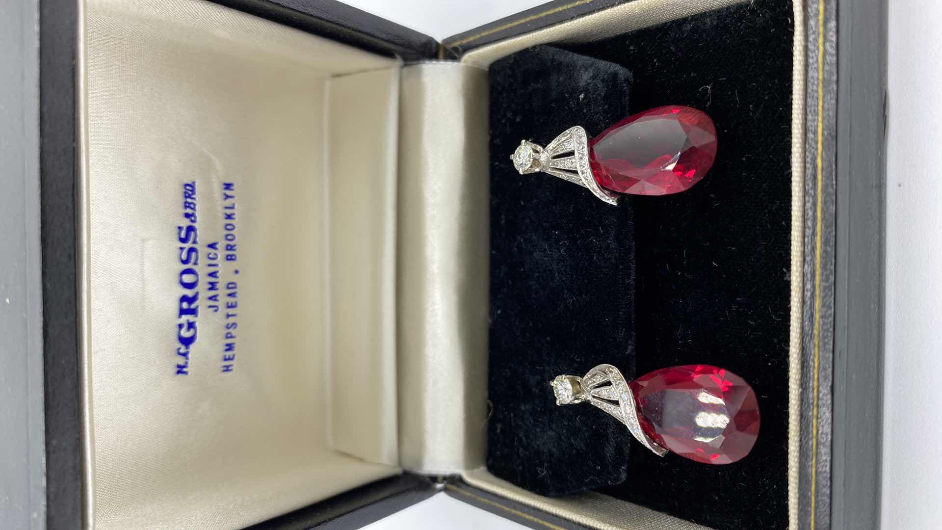 Photo 1 of SIMULATED RUBY AND DIAMOND EARRINGS