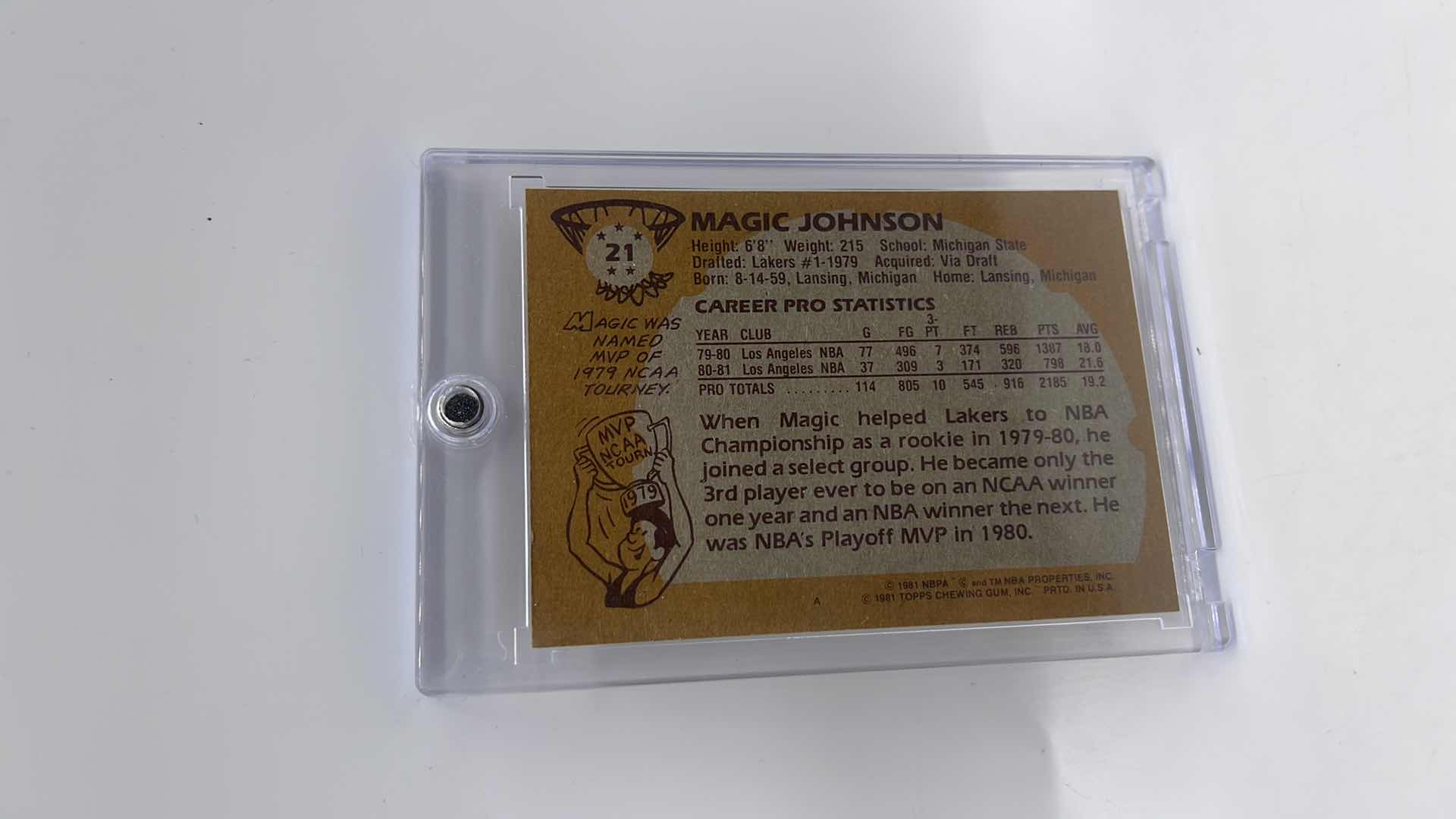 Photo 2 of RARE 1981 MAGIC JOHNSON TOPPS CARD 21