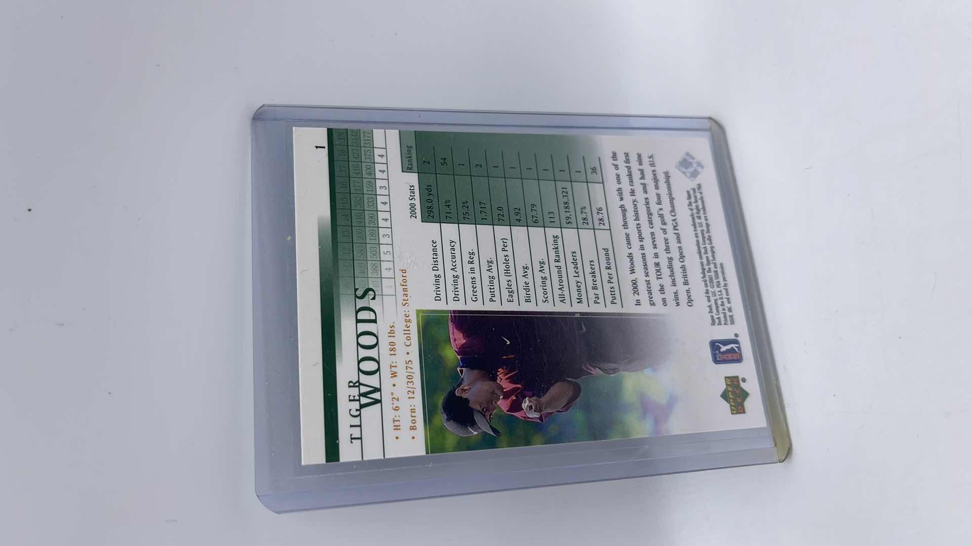 Photo 2 of 2001 TIGER WOODS UPPER DECK ROOKIE CARD 1