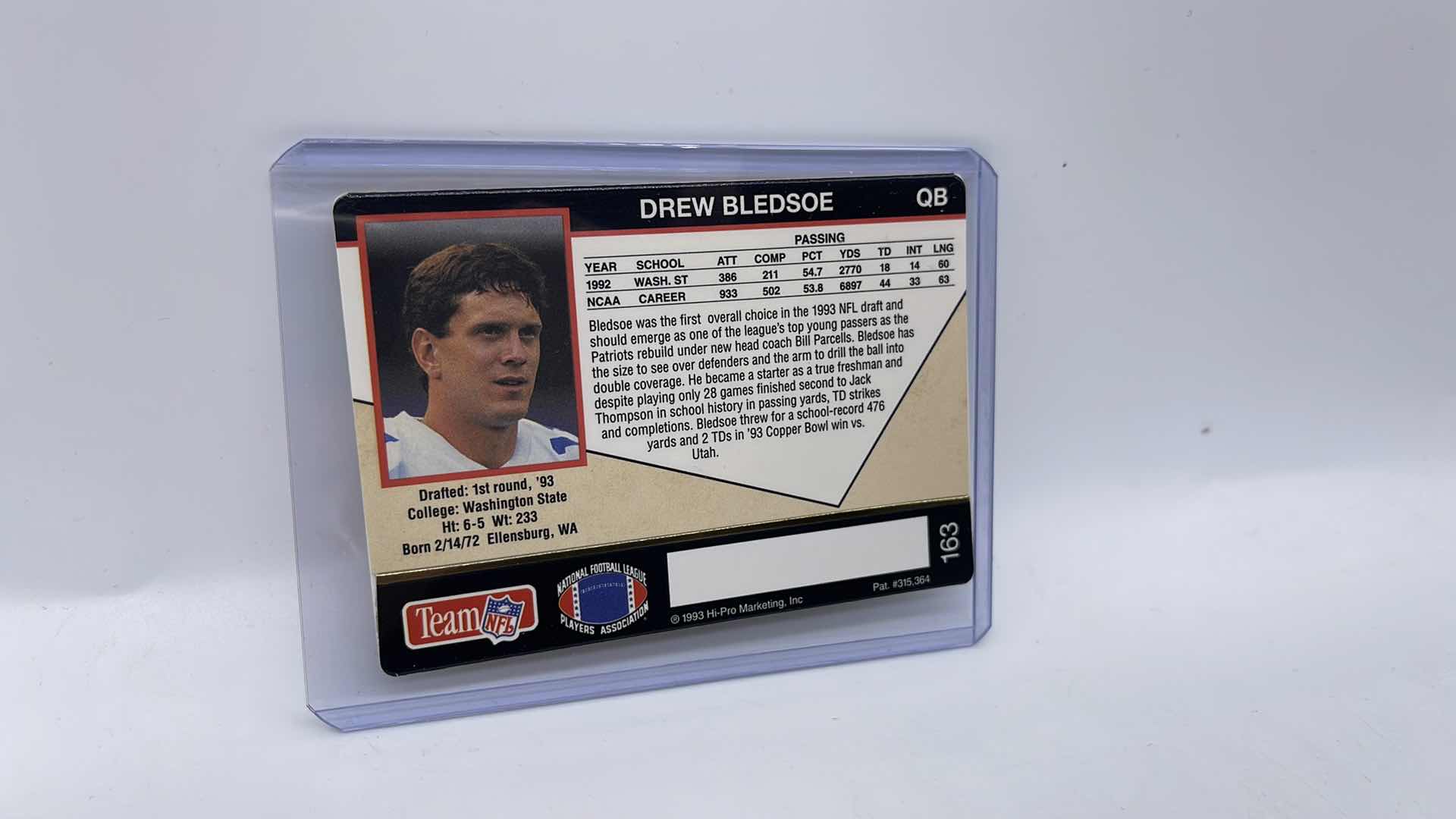 Photo 2 of 1993 DREW BLEDSOE ACTION PACKED GOLD ROOKIE CARD 163