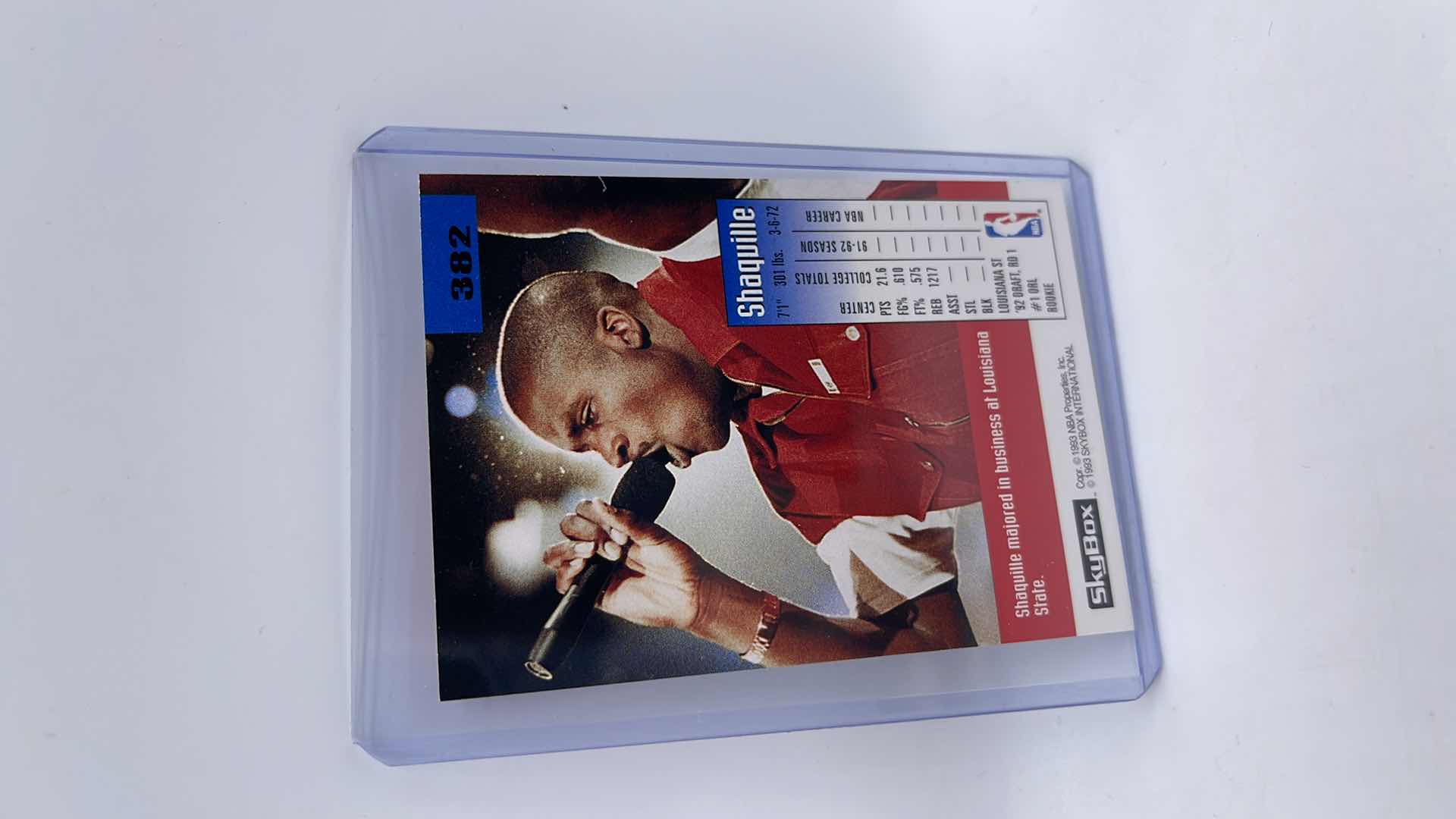 Photo 2 of 1993 SHAQUILLE O’NEAL SKYBOX ROOKIE CARD 382