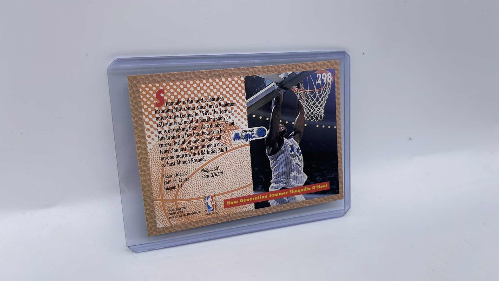 Photo 2 of 1992-93 SHAQUILLE O’NEAL FLEER ROOKIE CARD 298