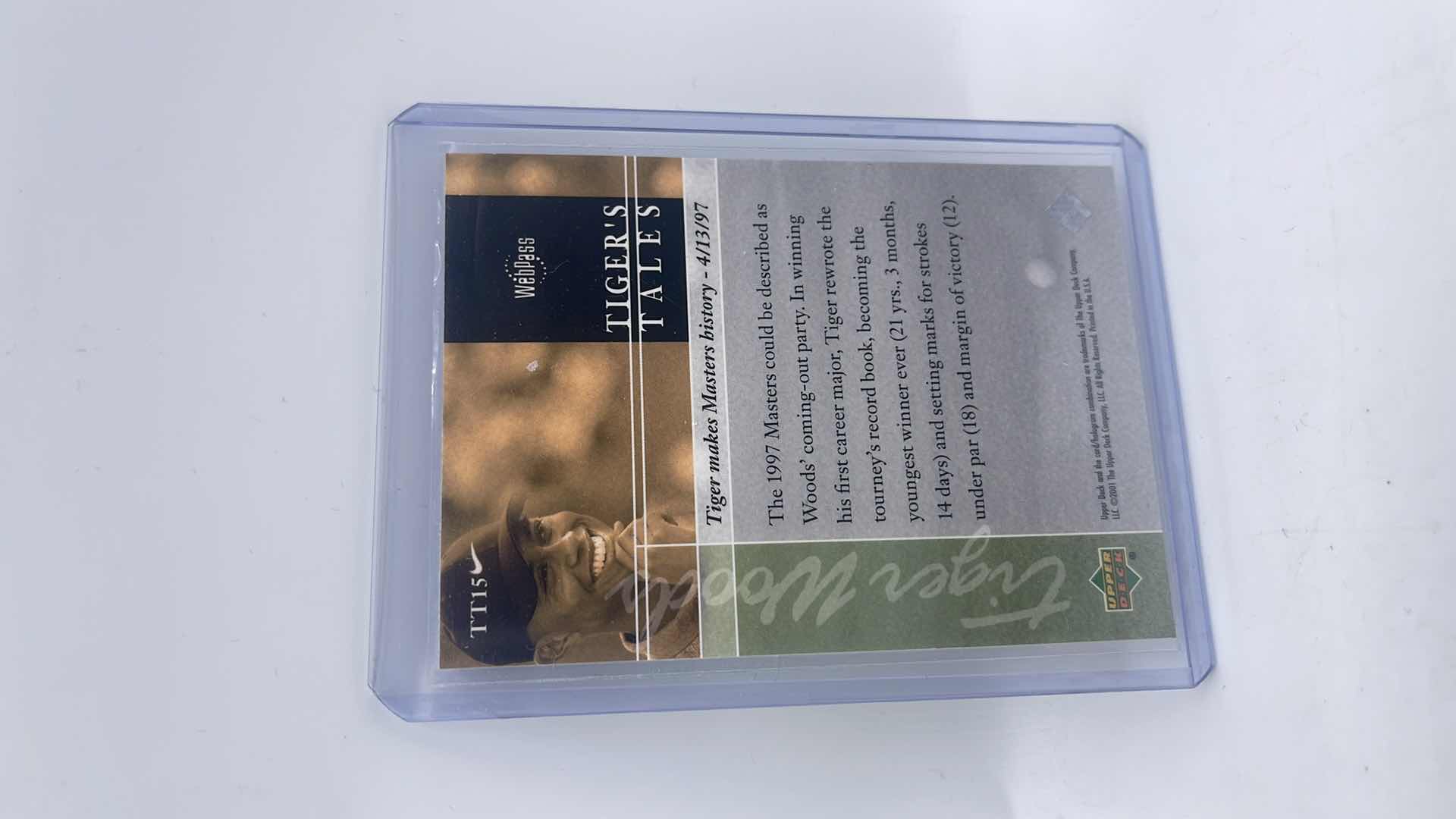 Photo 2 of 2001 TIGER WOODS UPPER DECK ROOKIE CARD TT15