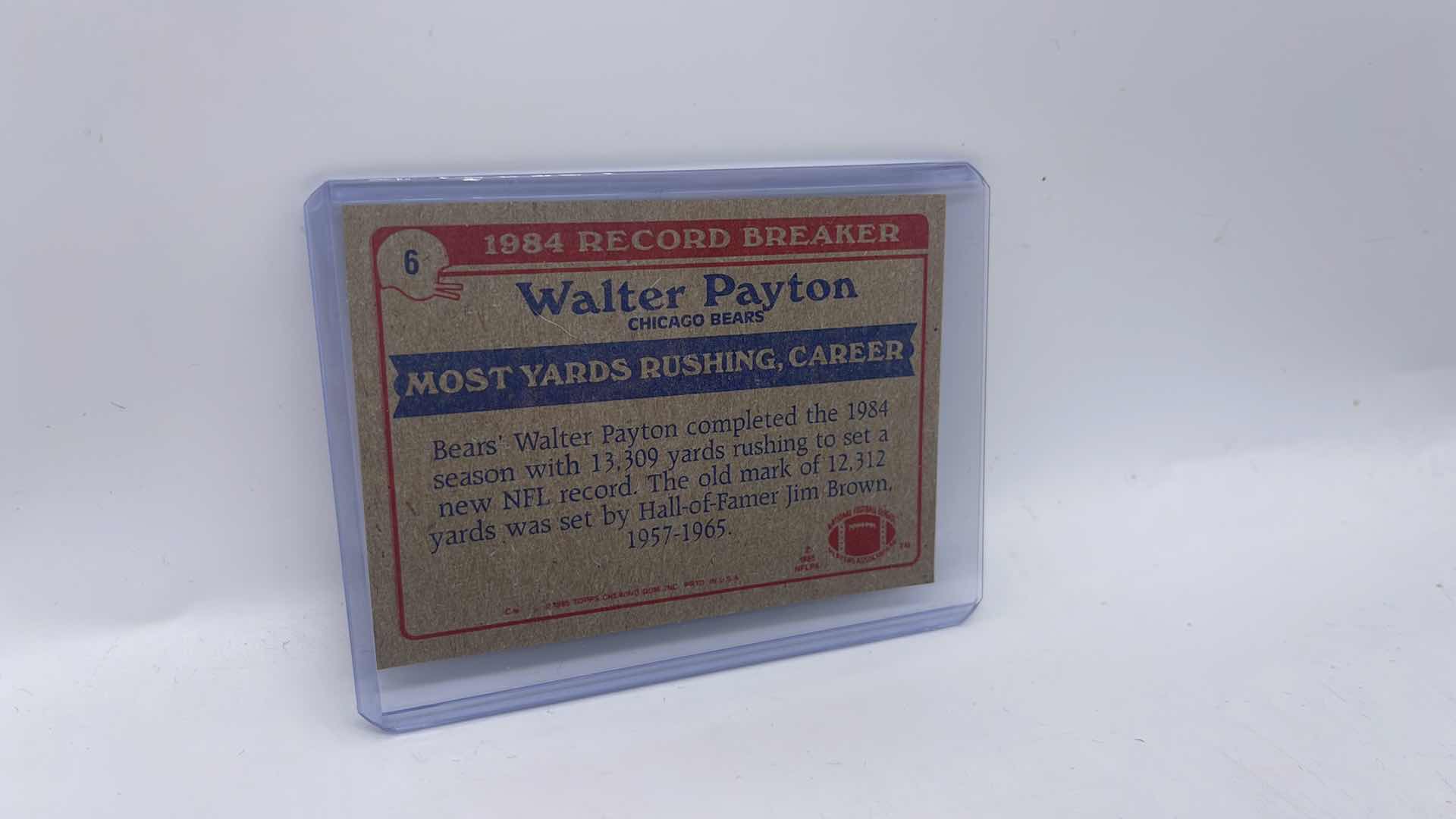 Photo 2 of 1985 WALTER PAYTON TOPPS RECORD BREAKER CARD 6