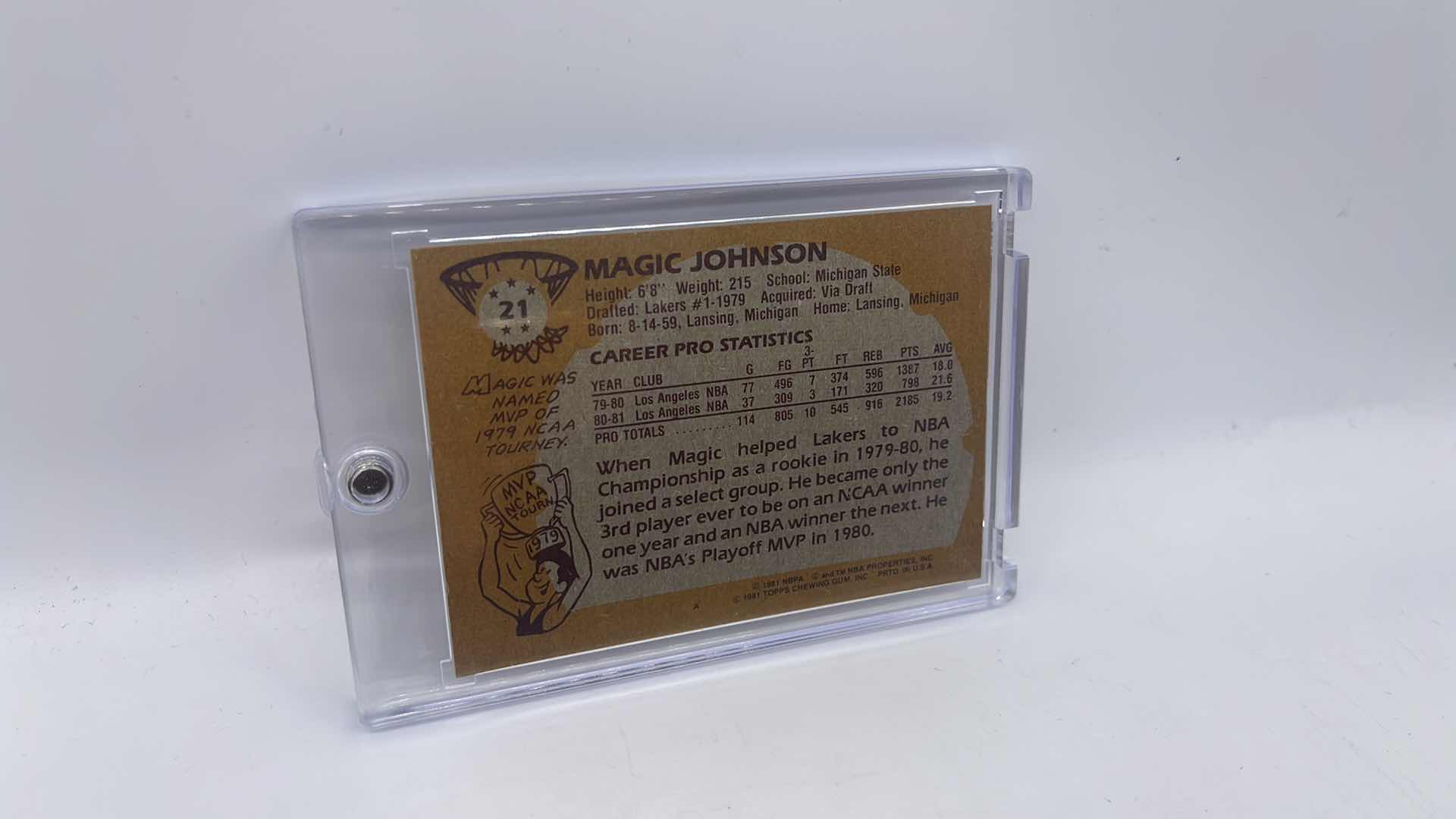 Photo 2 of RARE 1981 MAGIC JOHNSON TOPPS CARD 81 2ND YEAR CARD