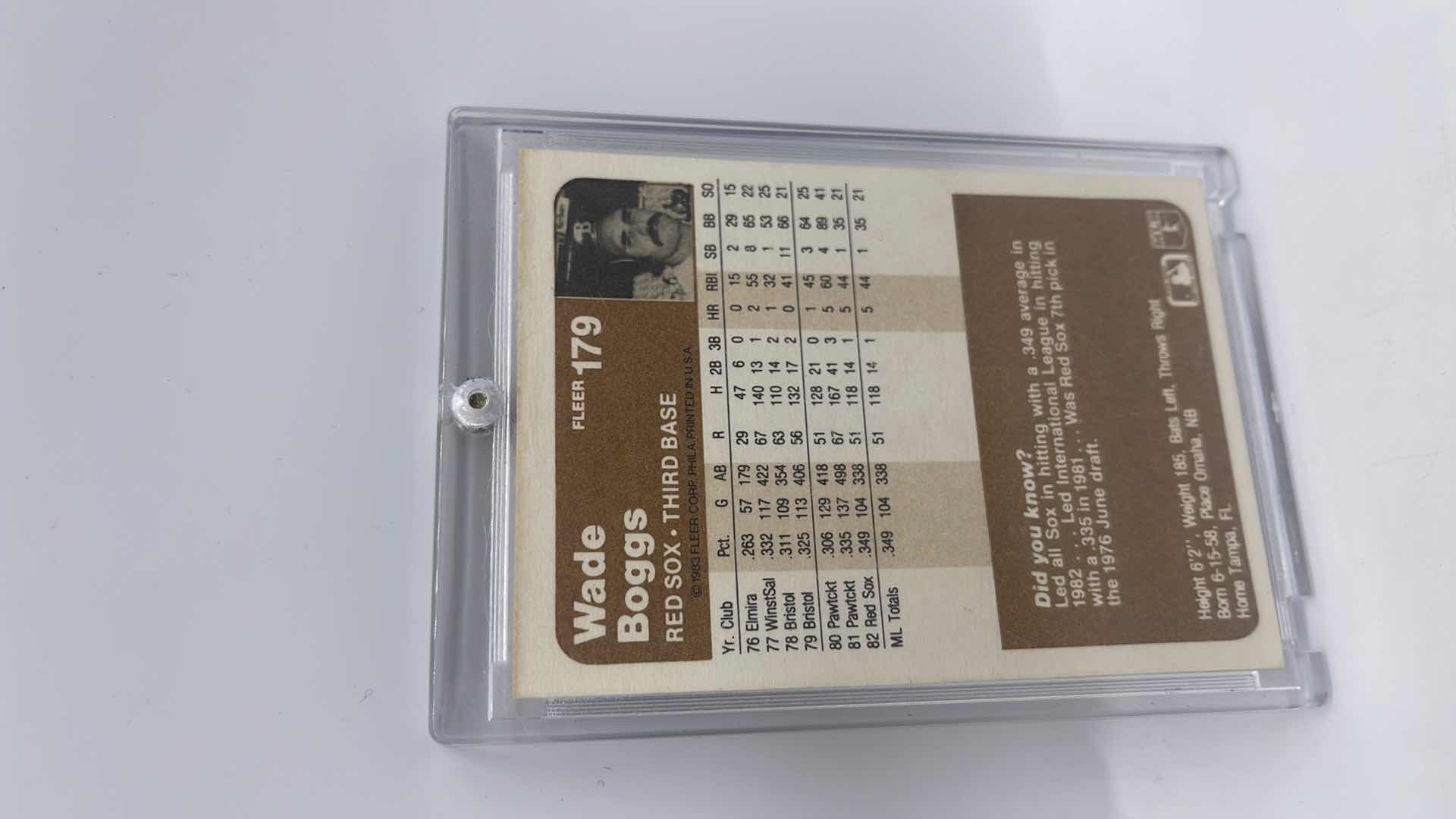 Photo 2 of 1983 WADE BOGGS FLEER ROOKIE CARD 179