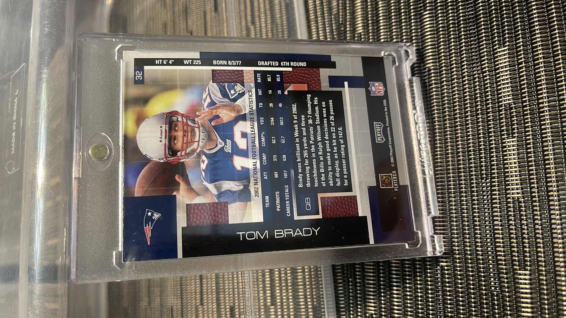 Photo 2 of 2003 TOM BRADY PLAYOFFS CARD 32