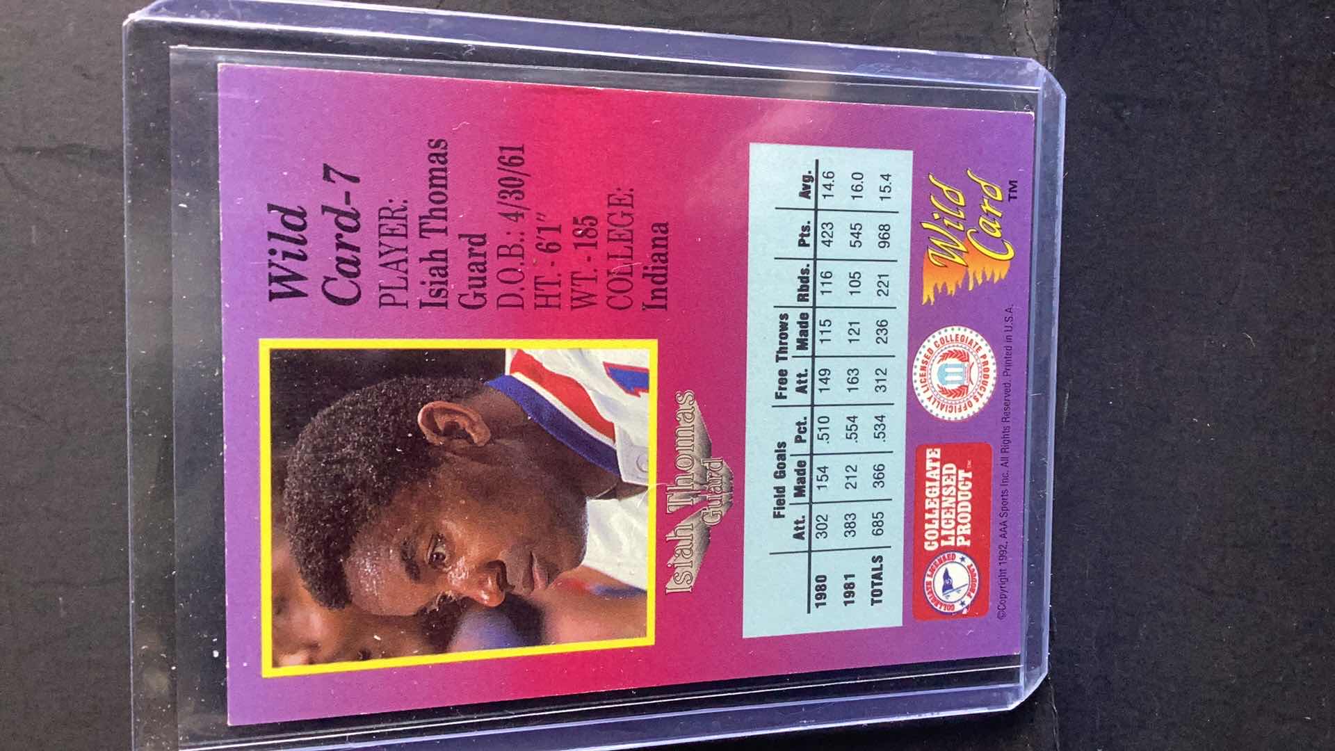 Photo 2 of 1992 ISIAH THOMAS ROOKIE WILD CARD 1ST EDITION #7