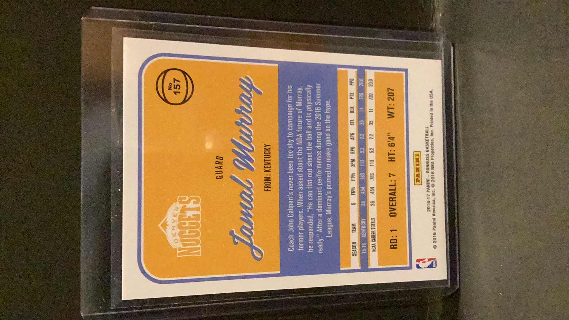 Photo 2 of 2016 JAMAL MURRAY ROOKIE DONRUSS #157